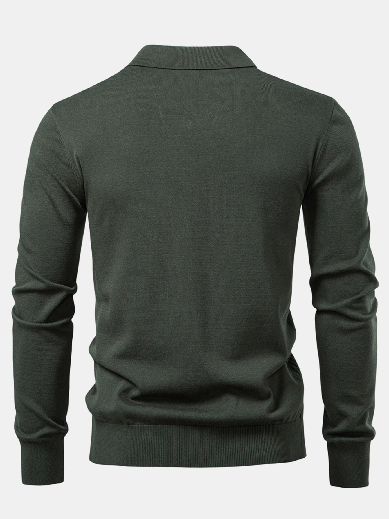 Long Sleeve V-Neck Knit Polo Shirt