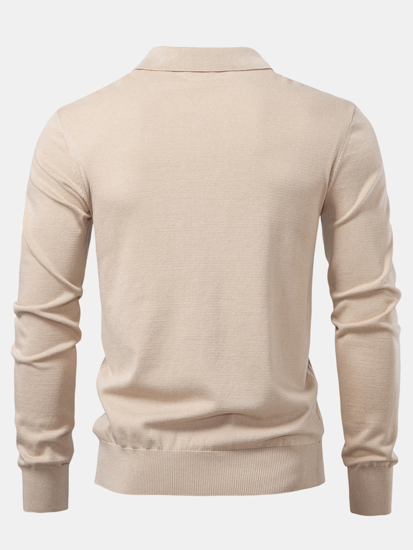 Long Sleeve V-Neck Knit Polo Shirt