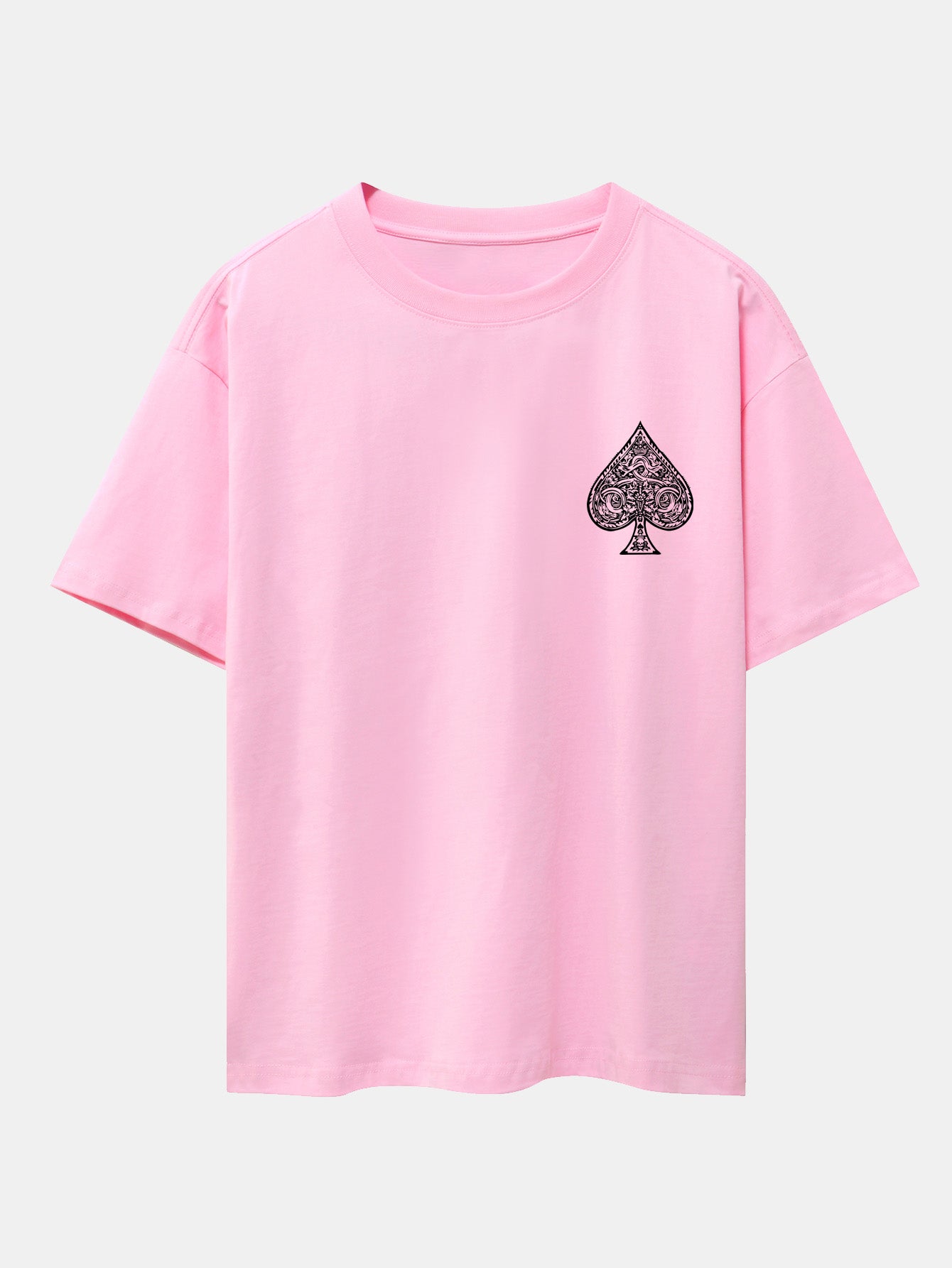 Ace Of Spades Print Drop Shoulder Oversize T-Shirt