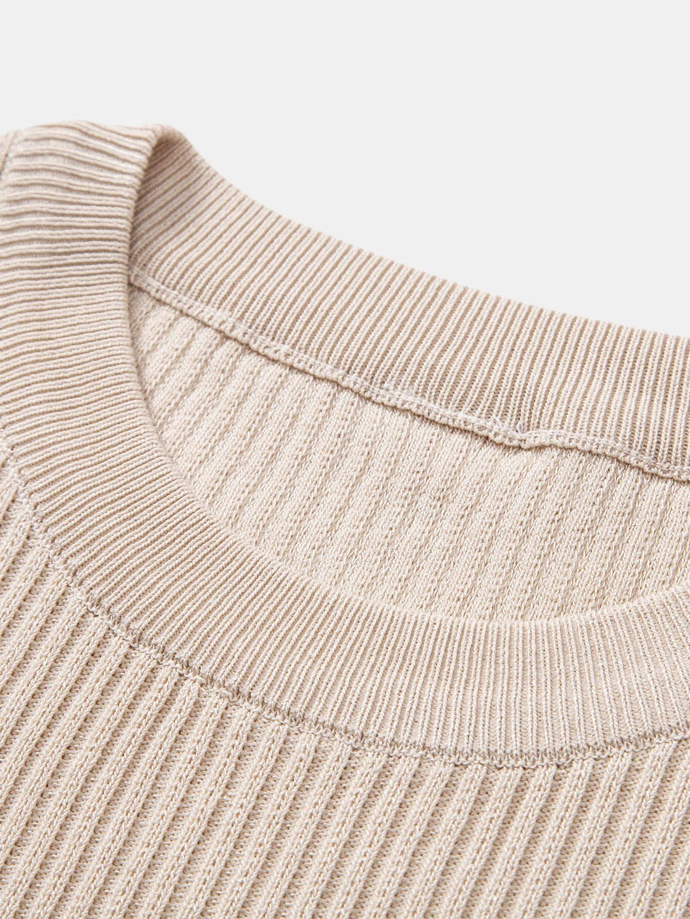 Ribbed Crew Neck Sweater Knitted T-Shirt