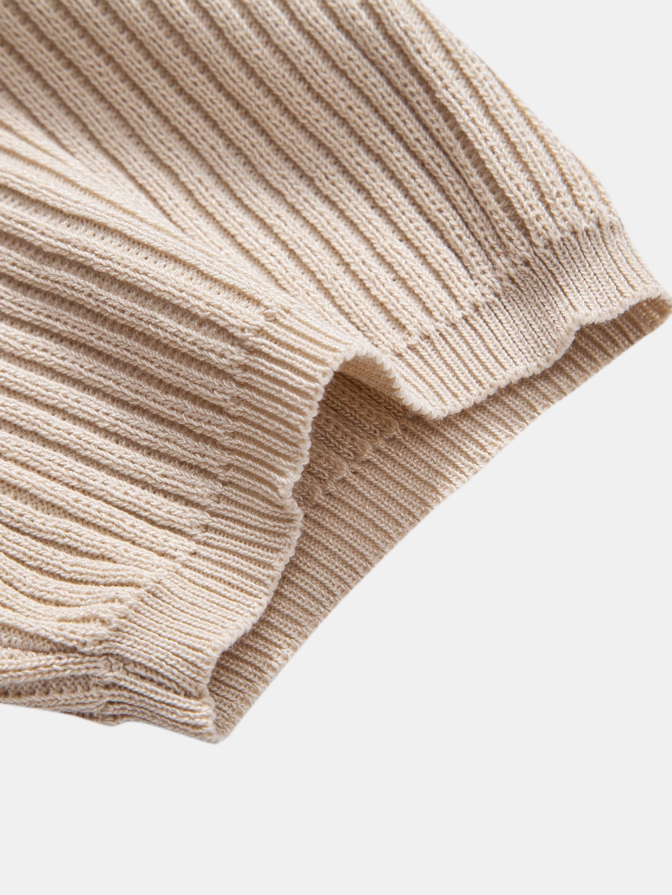 Ribbed Crew Neck Sweater Knitted T-Shirt