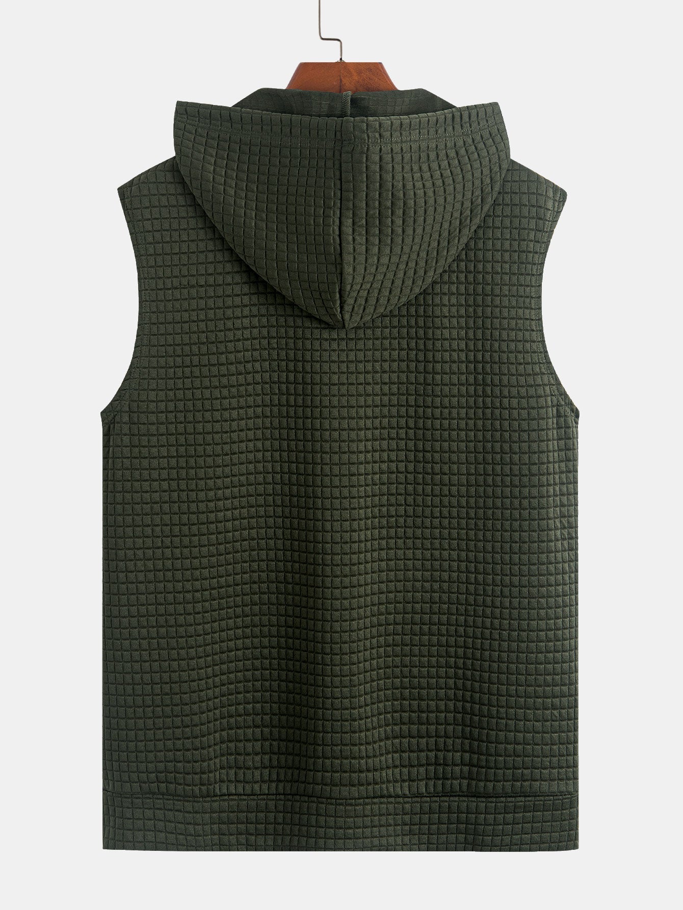 Sleeveless Waffle Zipper Hoodie