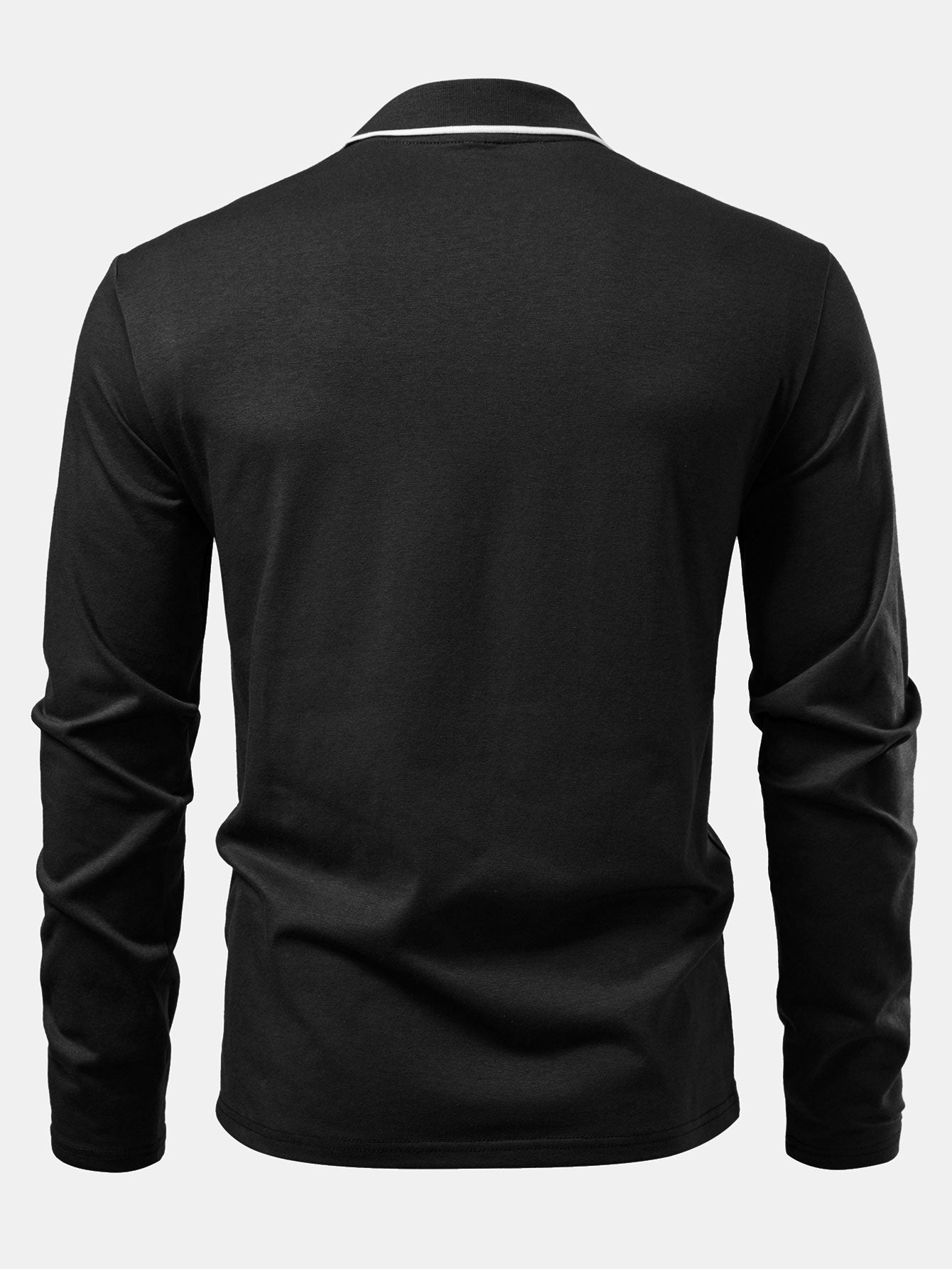 Long Sleeved Contrast Polo Shirt With Pocket