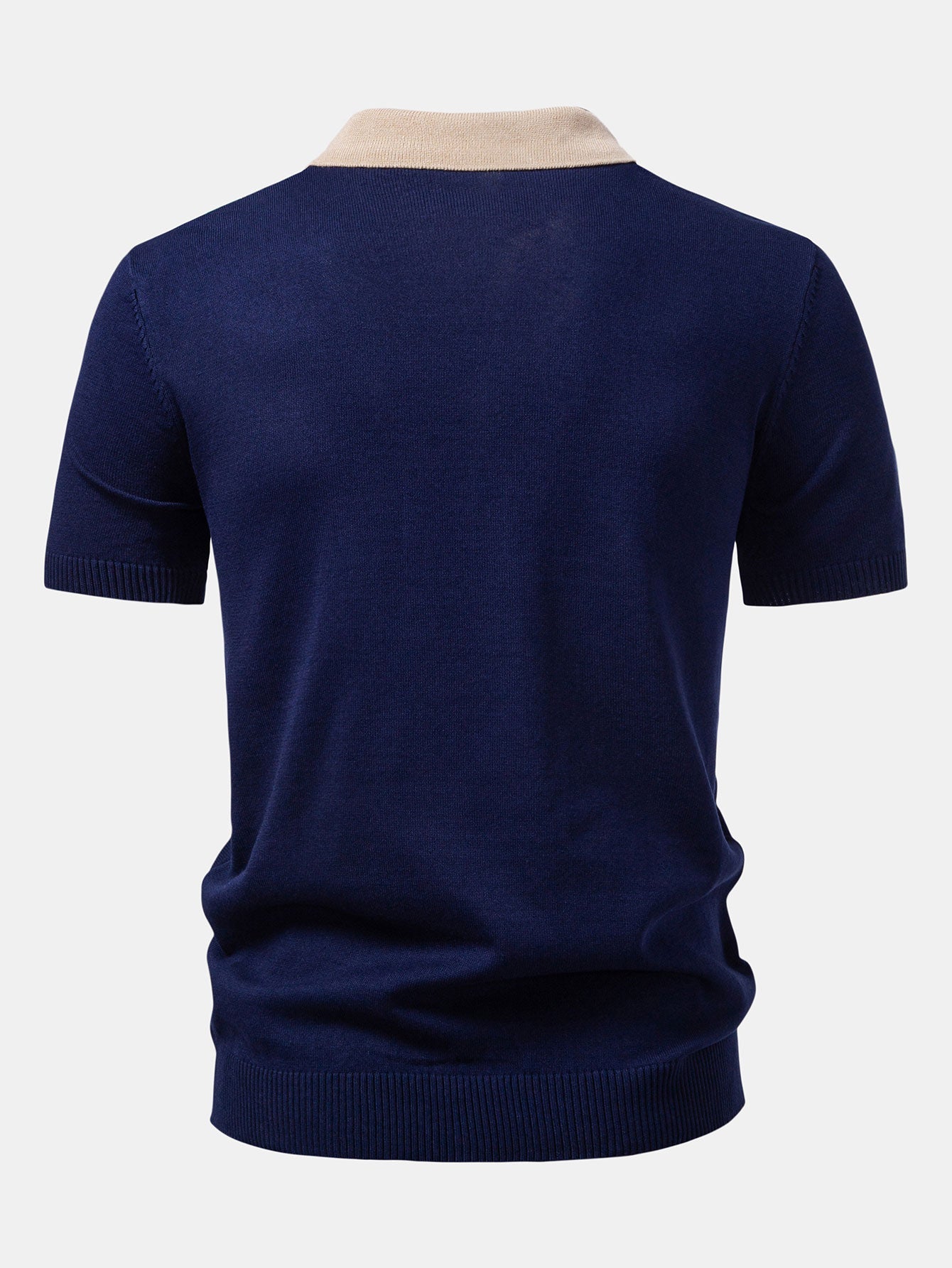 Textured Color Block Knit Polo