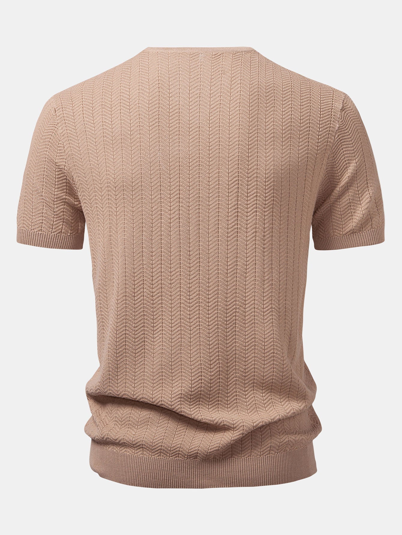 Textured Knitted V Neck T-Shirt