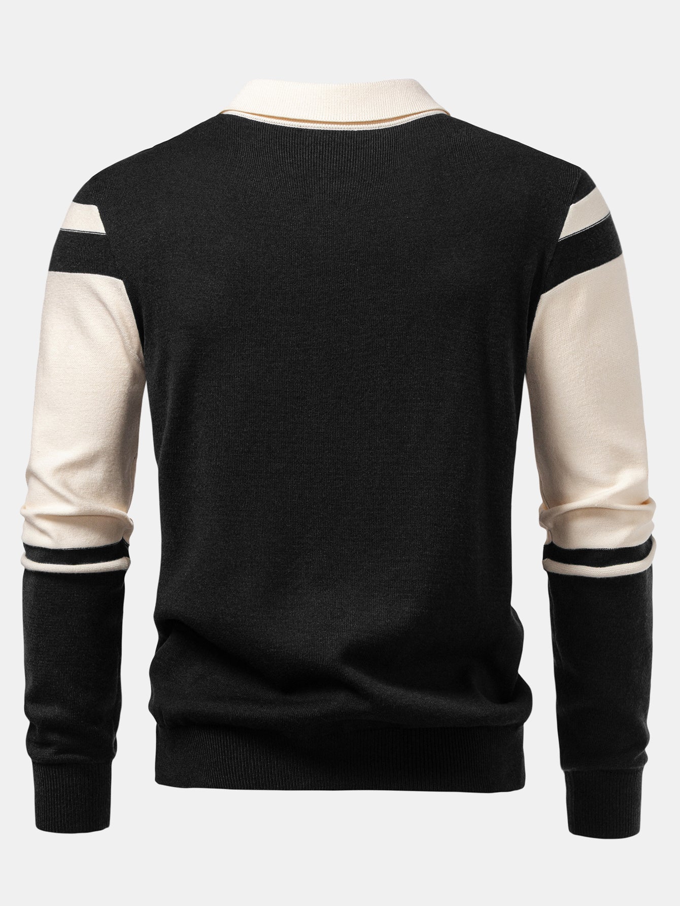 Long Sleeve Color Block Knit Polo Shirt