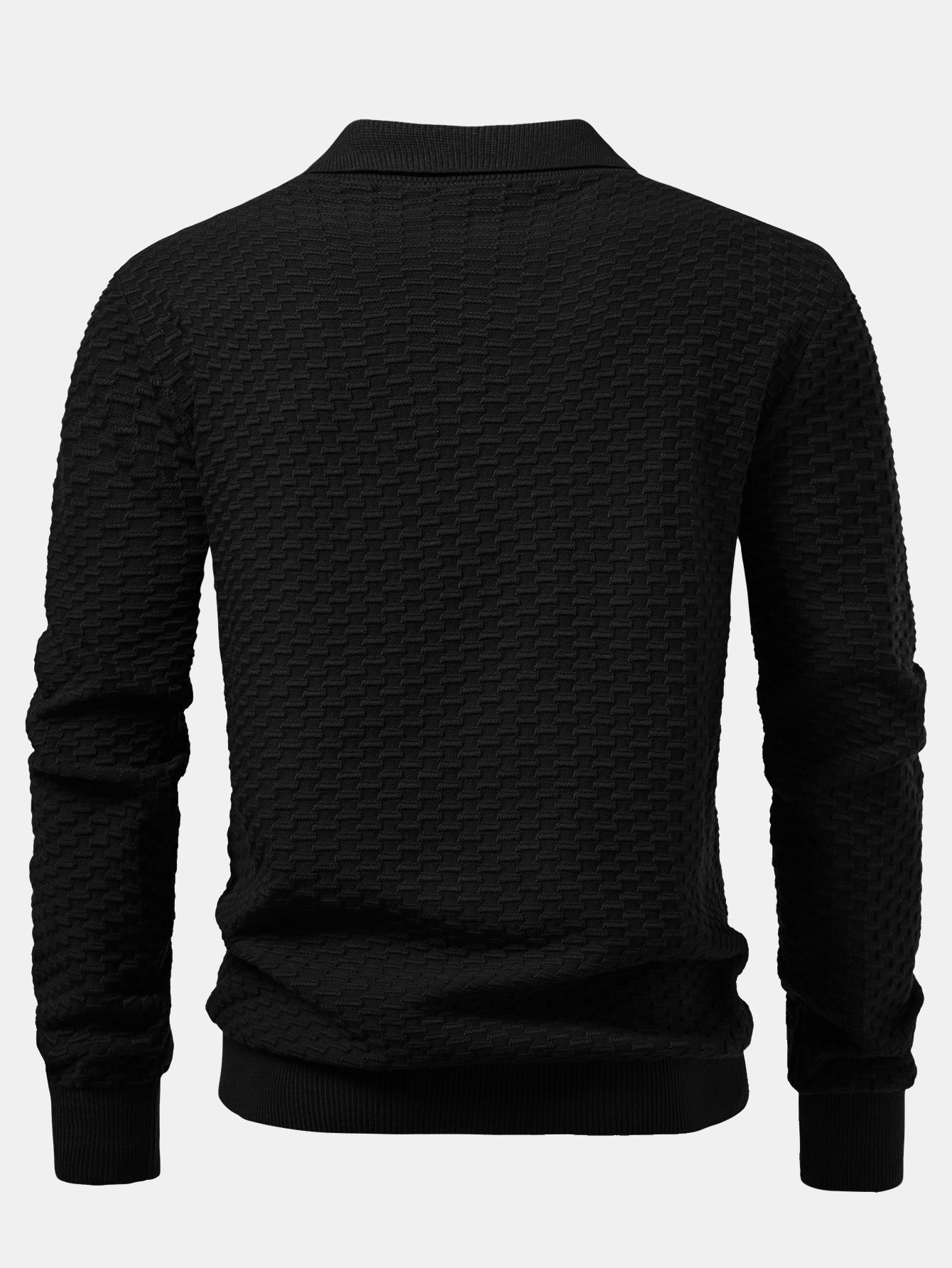 Long Sleeve Textured Knit Polo Shirt