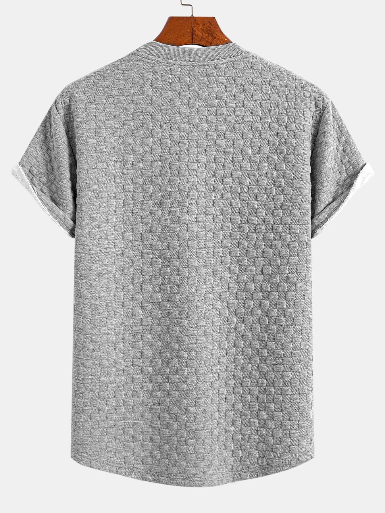 Checkerboard Jacquard Arc Hem T-Shirt
