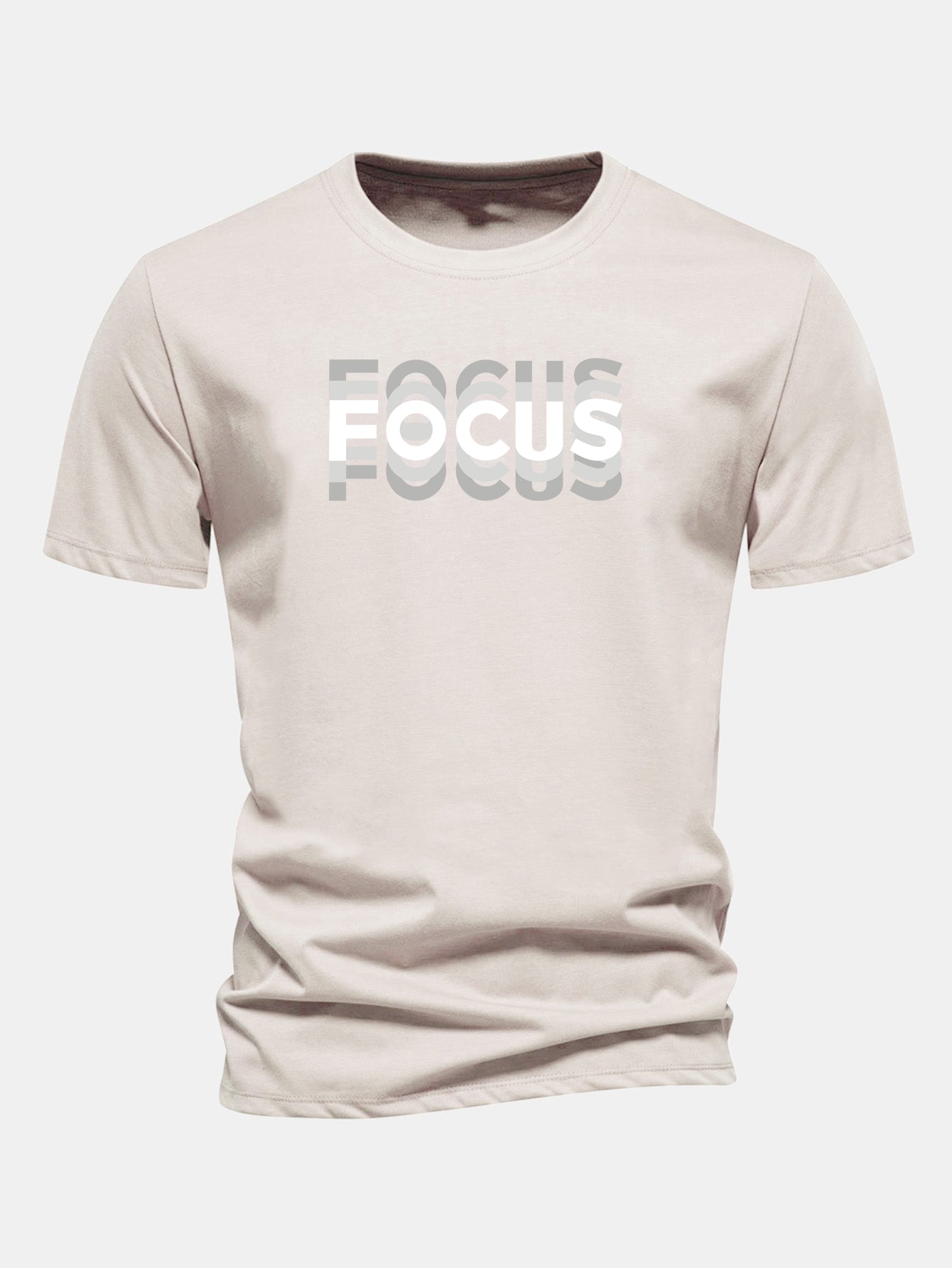 Regular Fit Focus Slogan Print Cotton T-Shirt