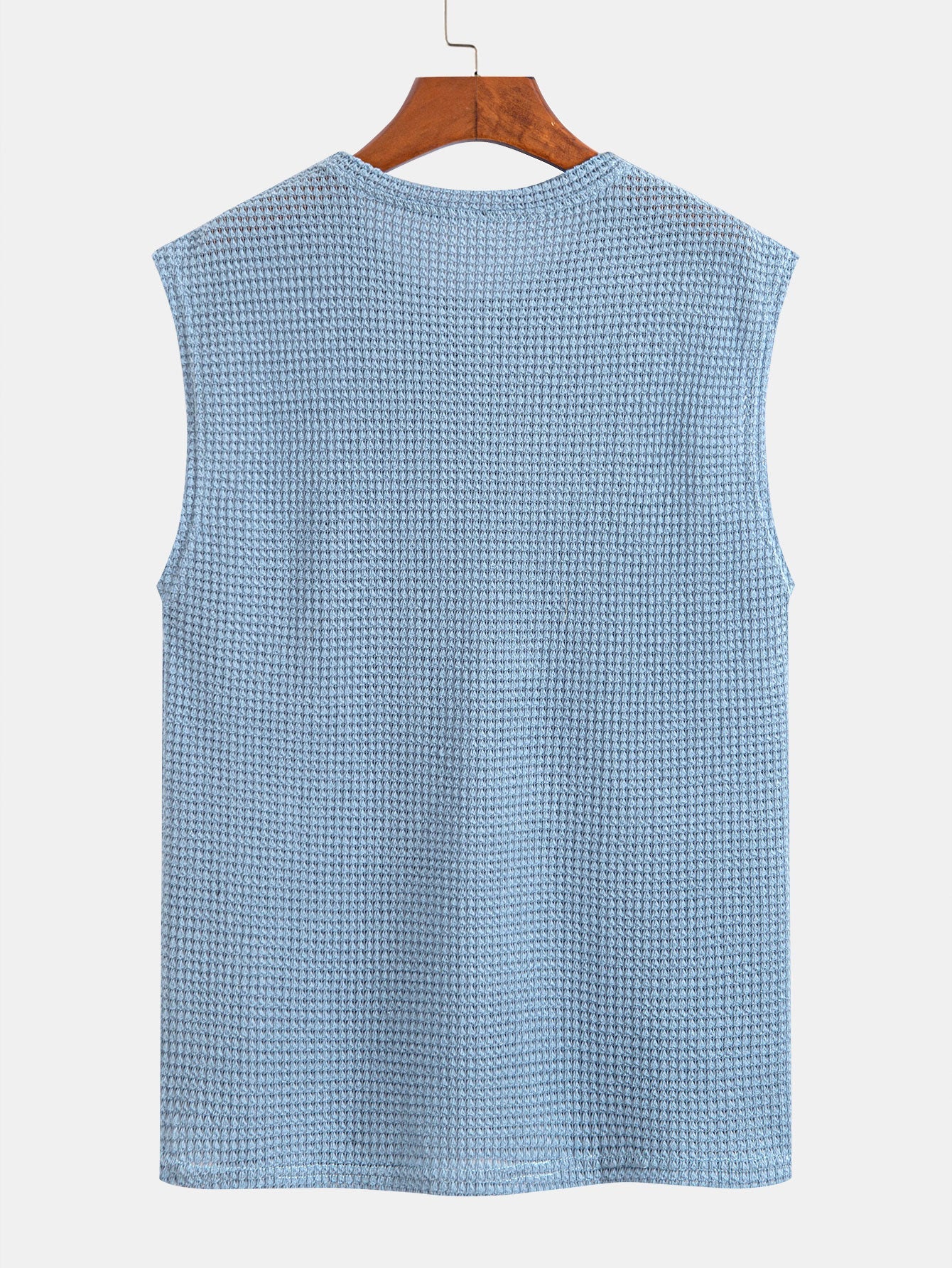 Waffle Knit Wide Strap Sleeveless T-Shirt