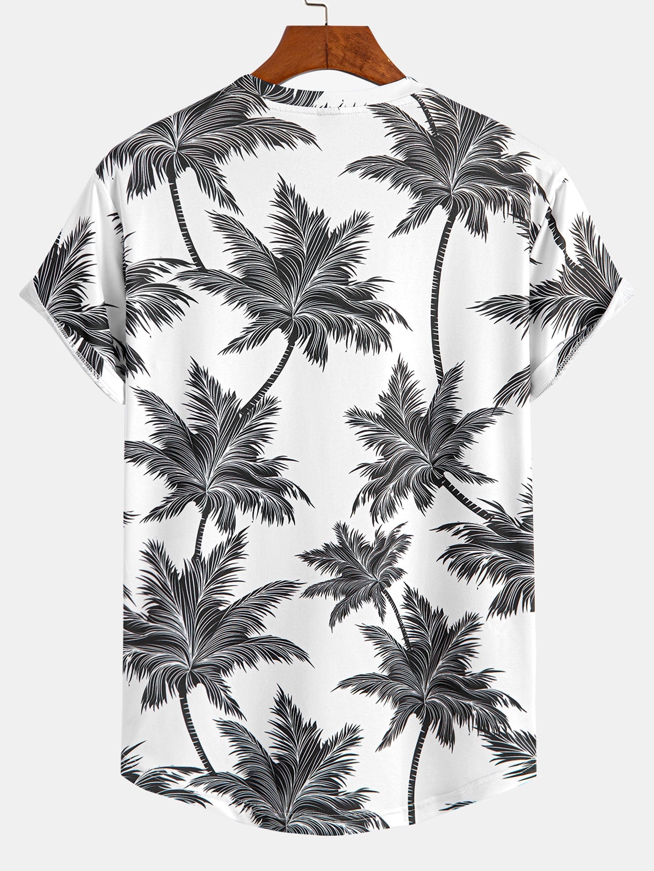 Palm Tree Print Arc Hem T-Shirt