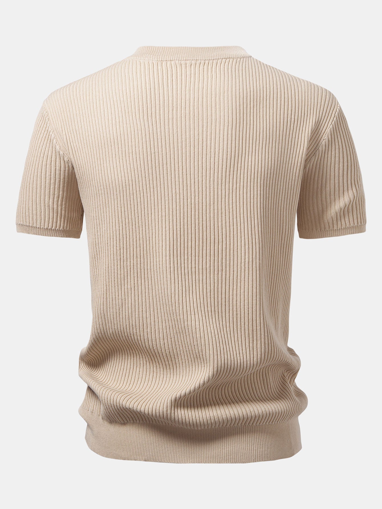 Ribbed Crew Neck Sweater Knitted T-Shirt