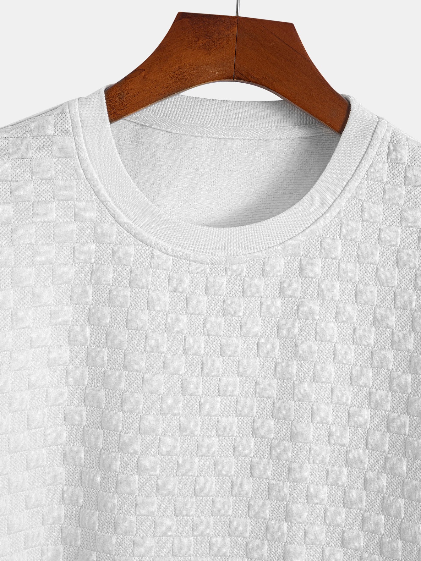 Checkerboard Jacquard Arc Hem T-Shirt