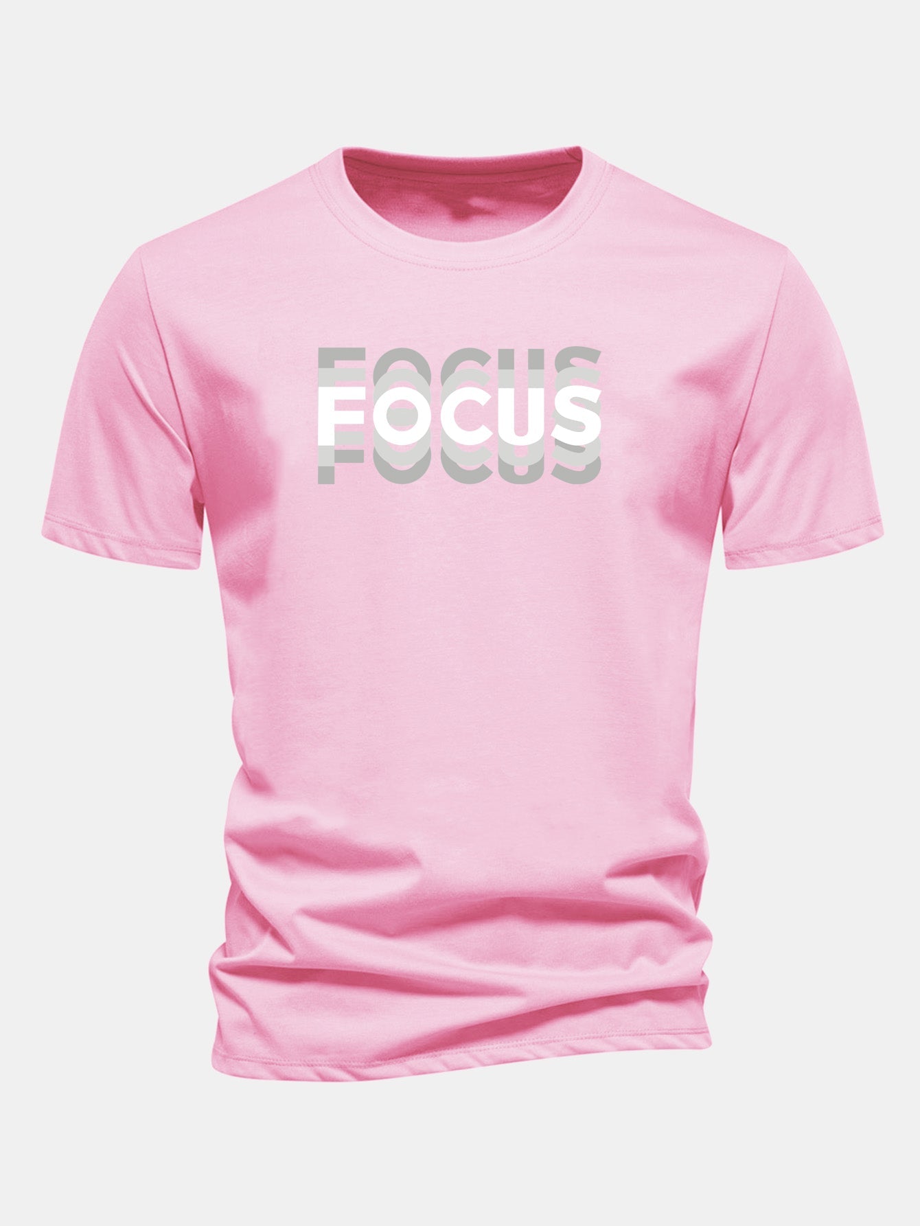 Regular Fit Focus Slogan Print Cotton T-Shirt