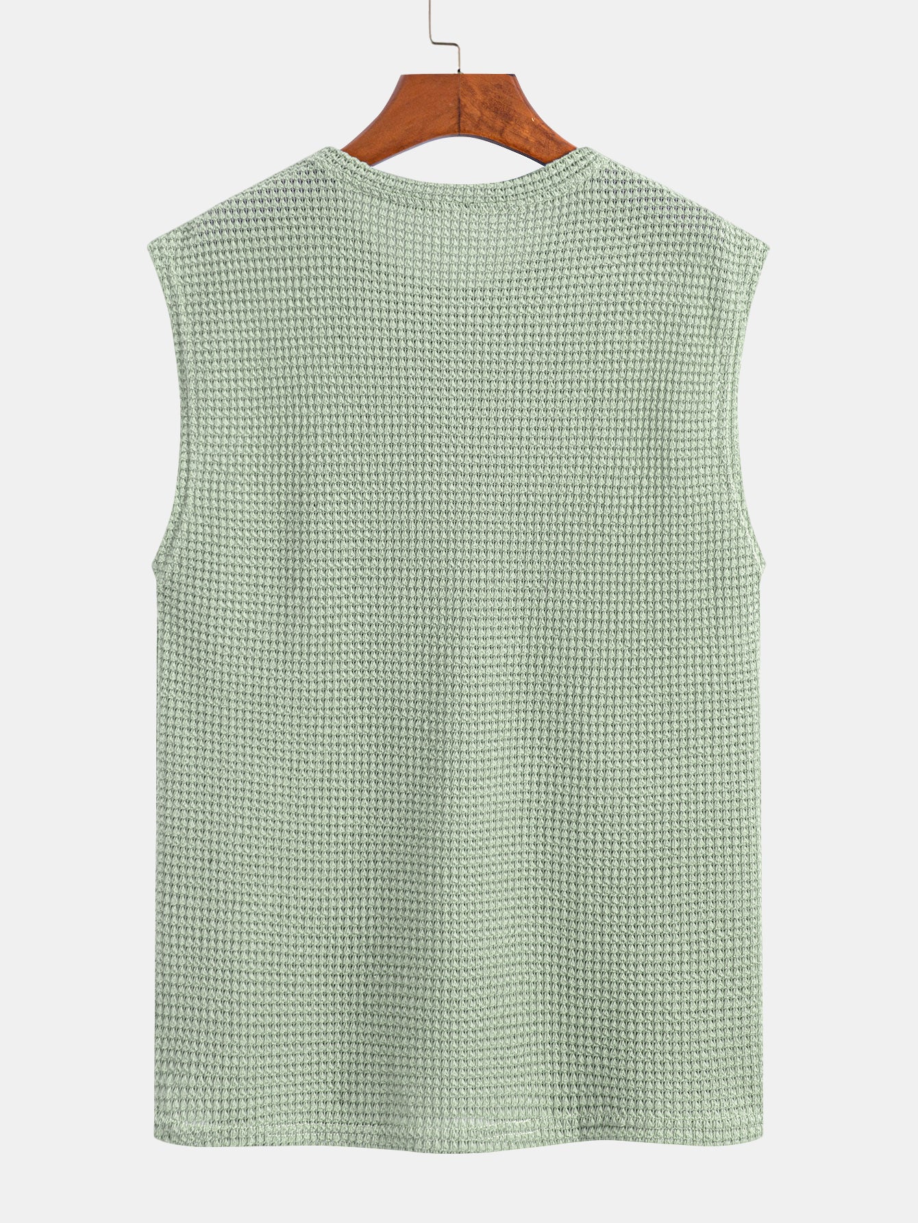 Waffle Knit Wide Strap Sleeveless T-Shirt