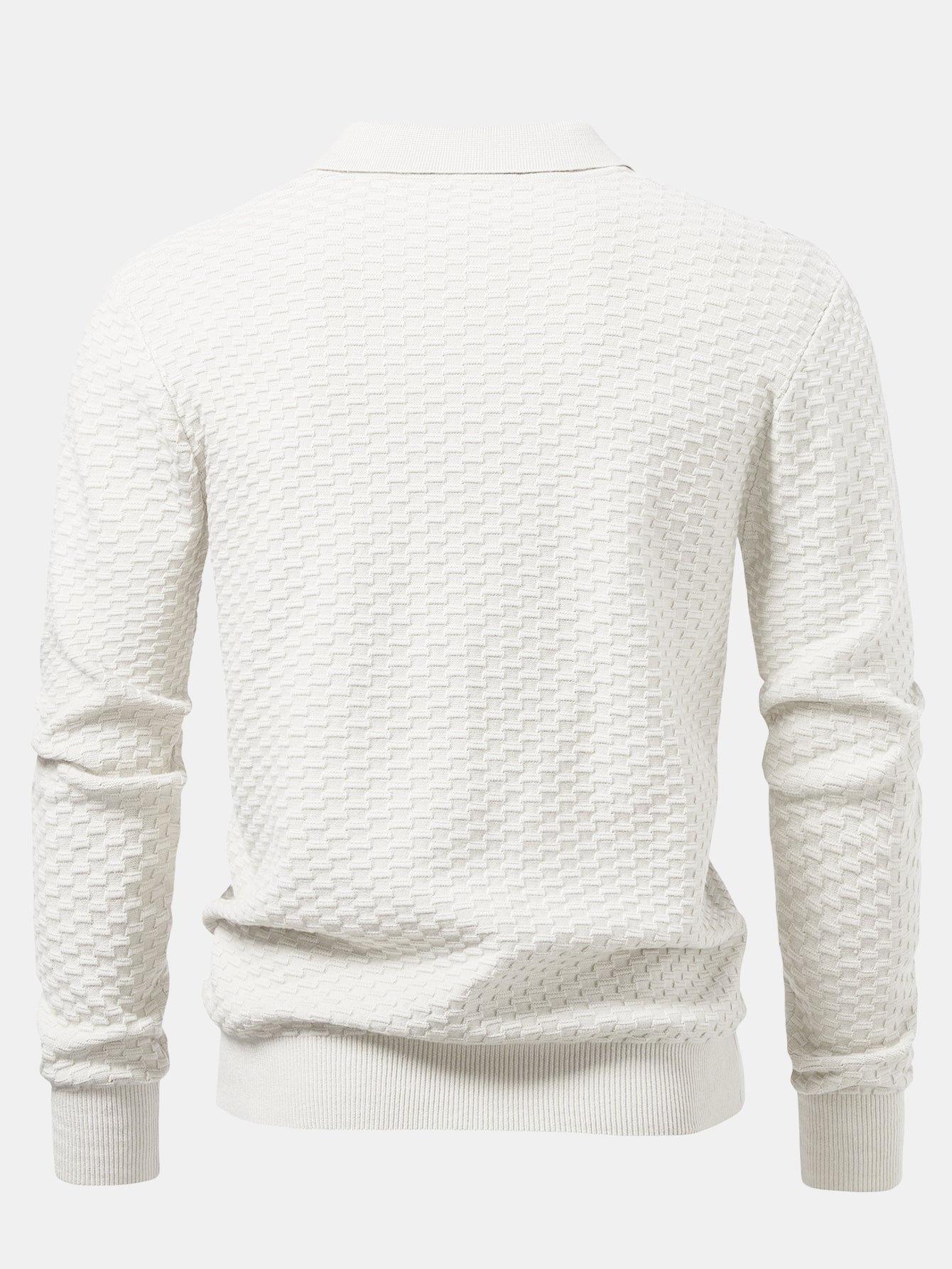Long Sleeve Textured Knit Polo Shirt