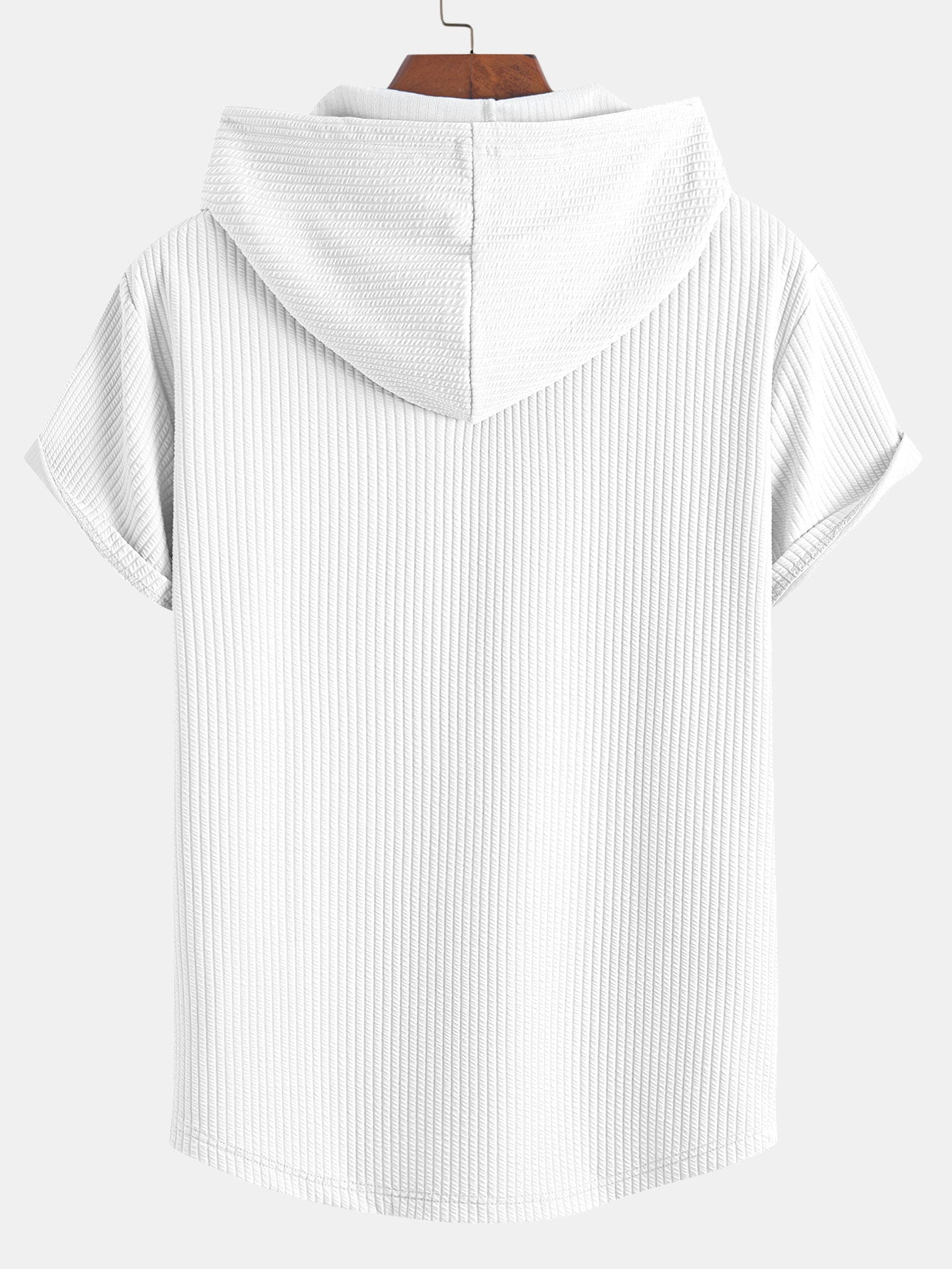 Ribbed Hooded Arc Hem T-Shirt
