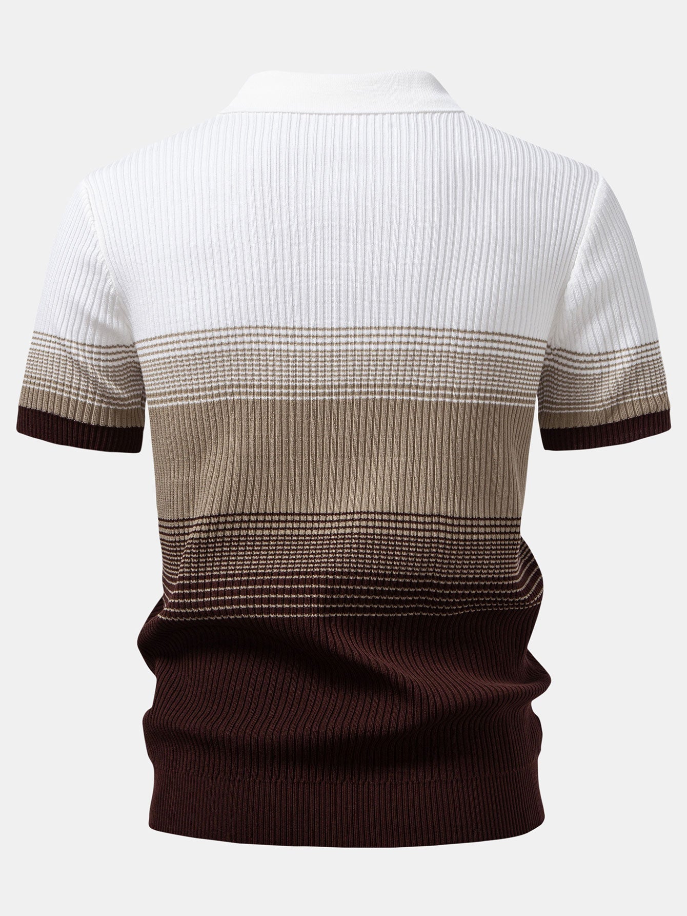 Striped Gradient Knitted Polo Shirt