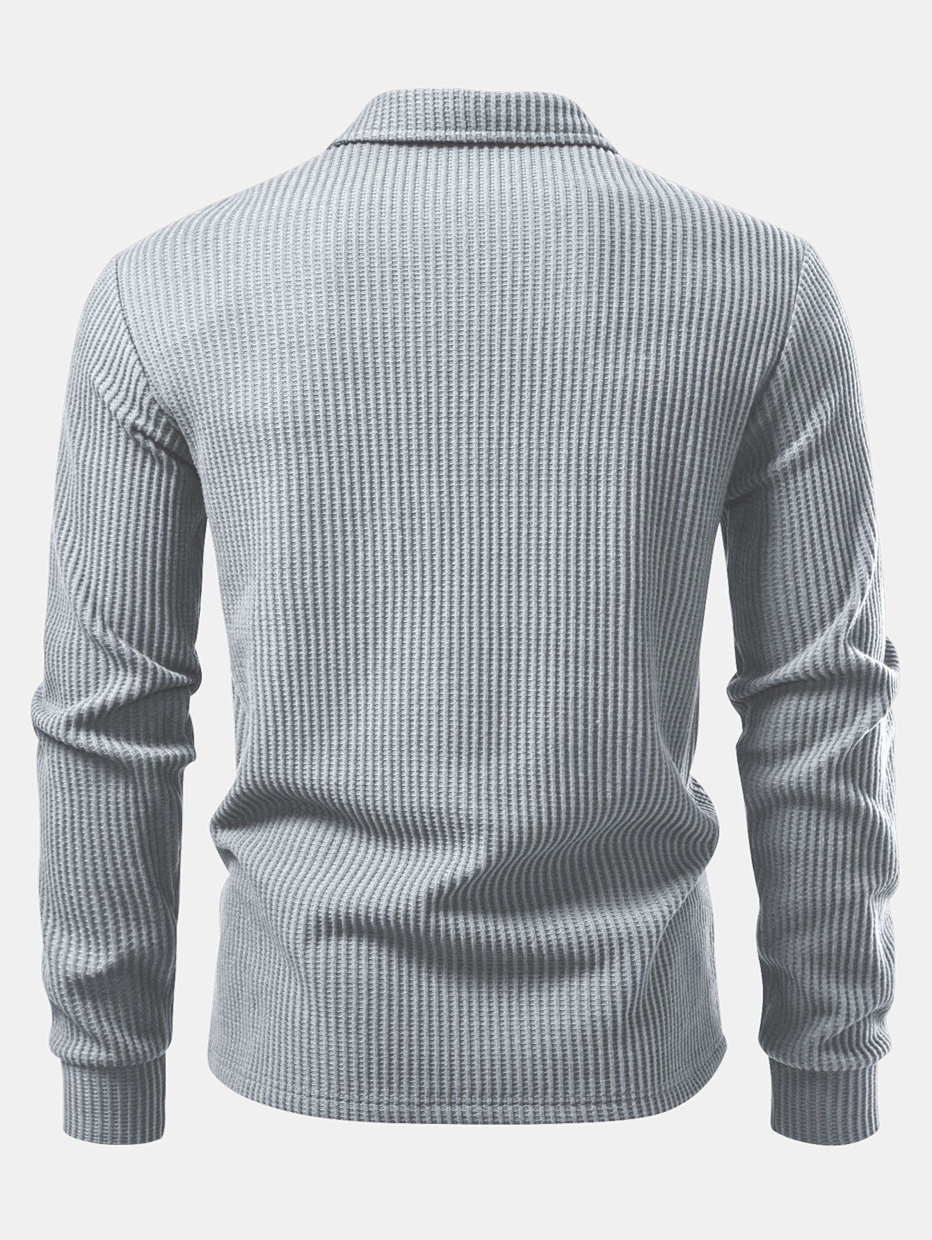 3 Pieces Long Sleeved Knitted Waffle Polo Shirt