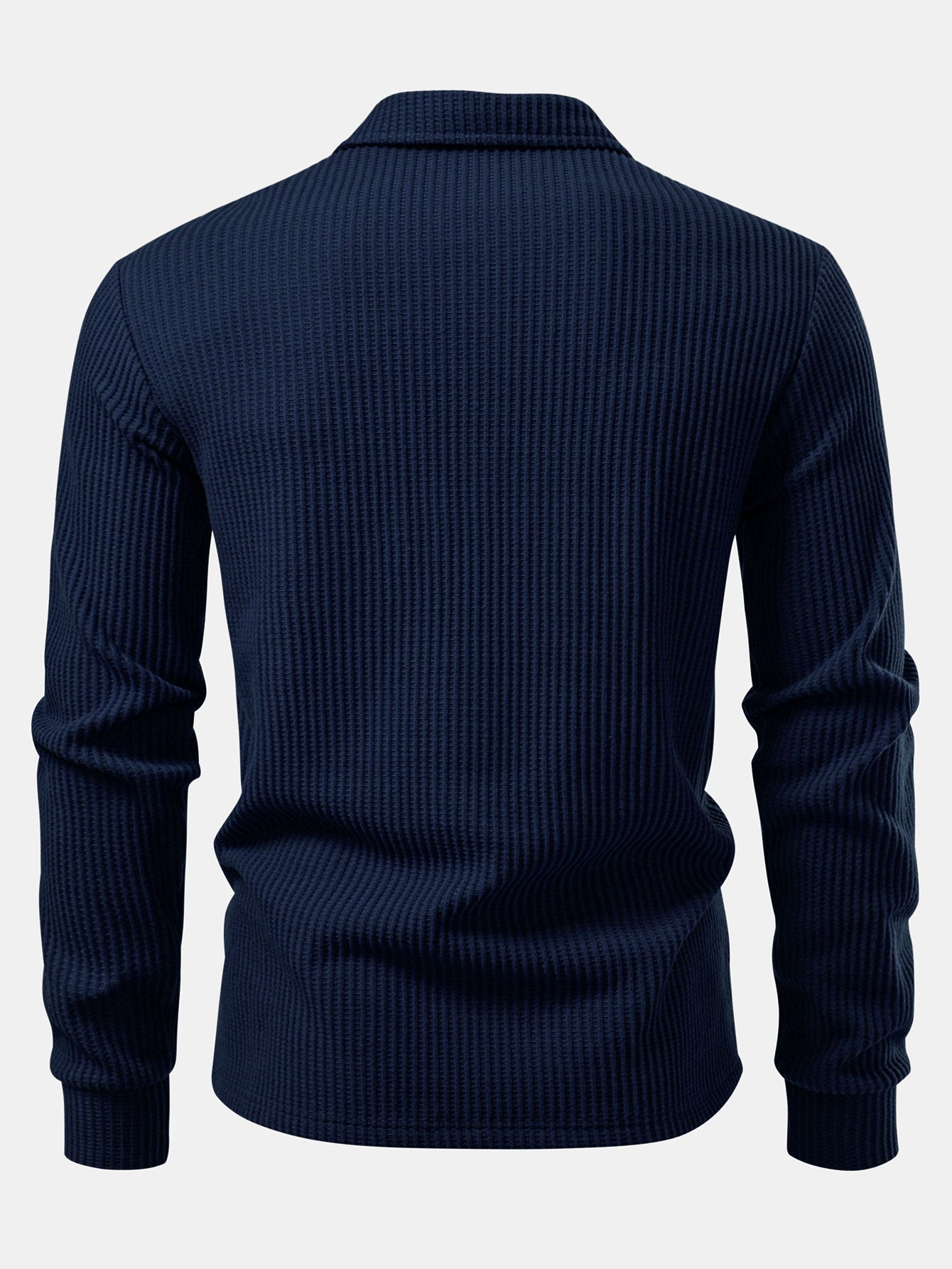 3 Pieces Long Sleeved Knitted Waffle Polo Shirt