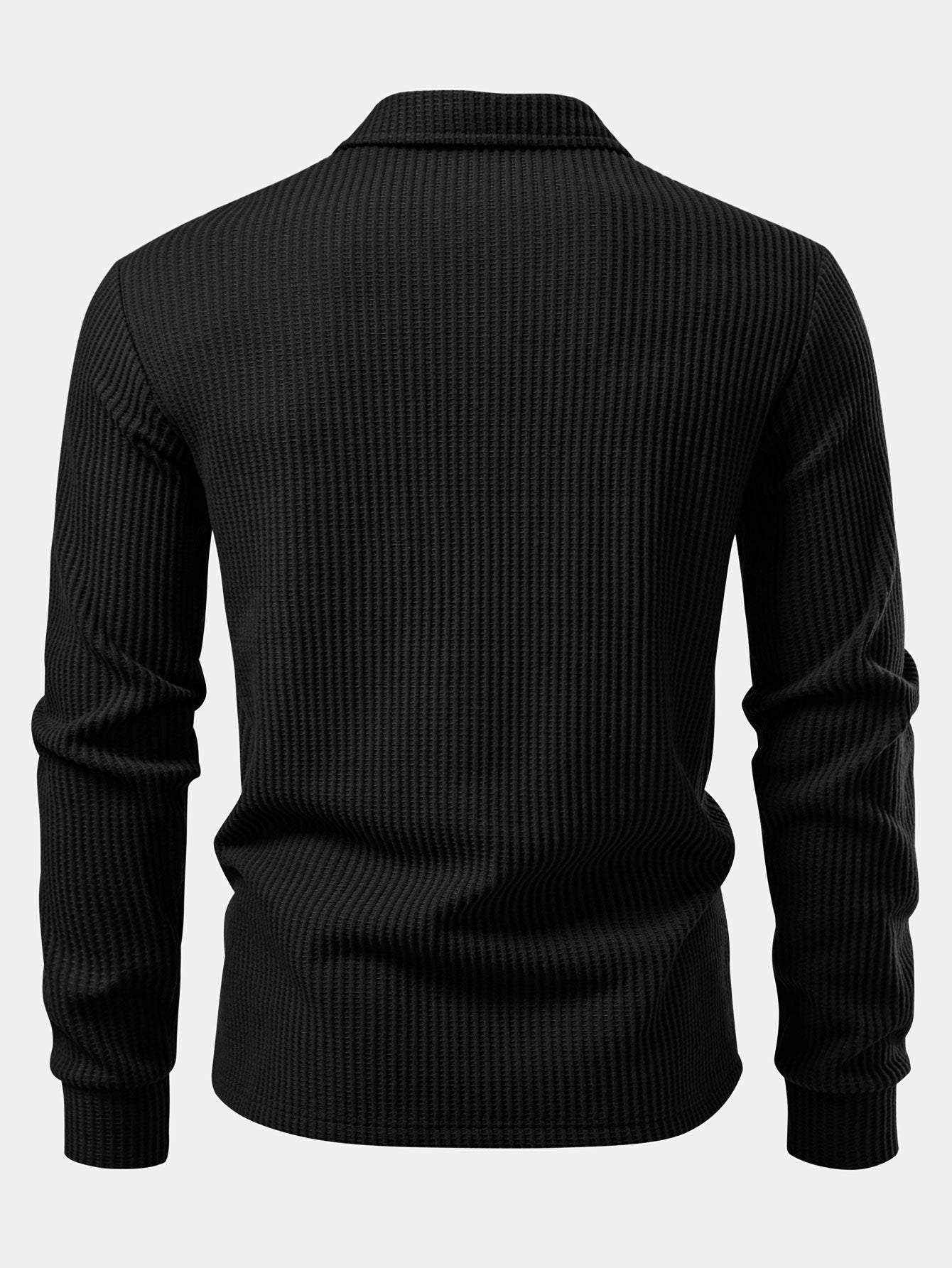 3 Pieces Long Sleeved Knitted Waffle Polo Shirt