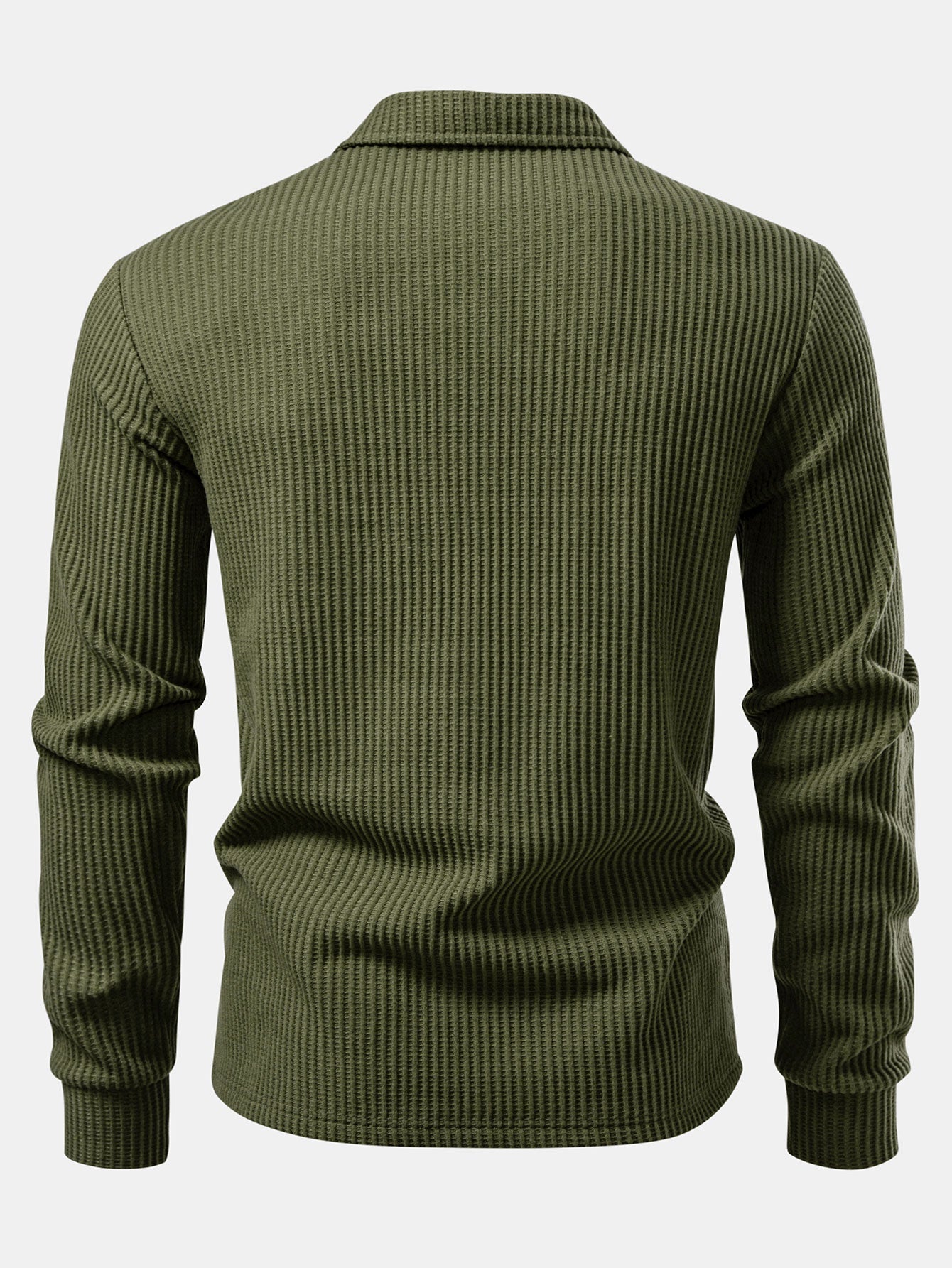 3 Pieces Long Sleeved Knitted Waffle Polo Shirt