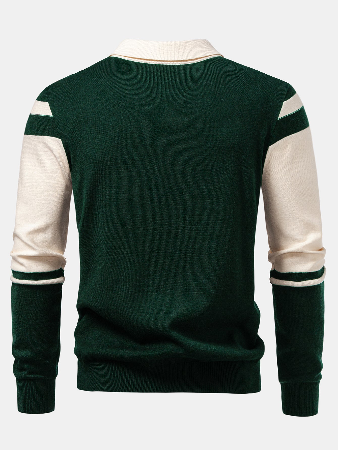 Long Sleeve Color Block Knit Polo Shirt