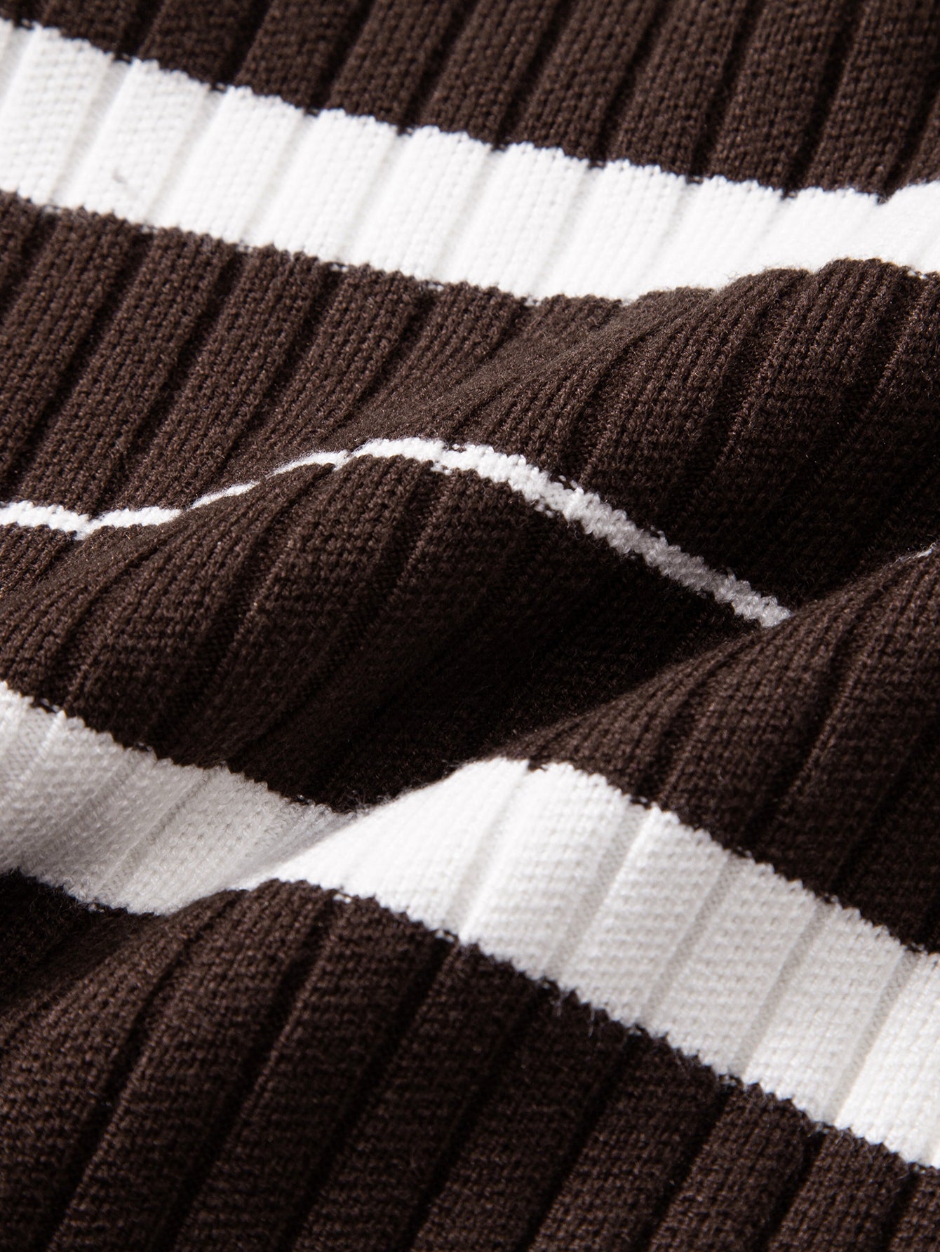 Stripe Zip Knit Ribbed Polo Shirt