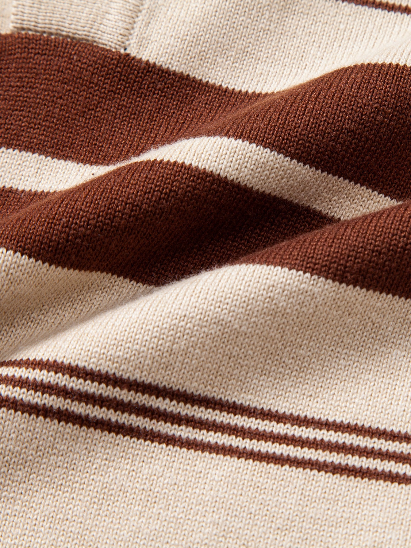 Long Sleeve Stripe Knit Polo Shirt