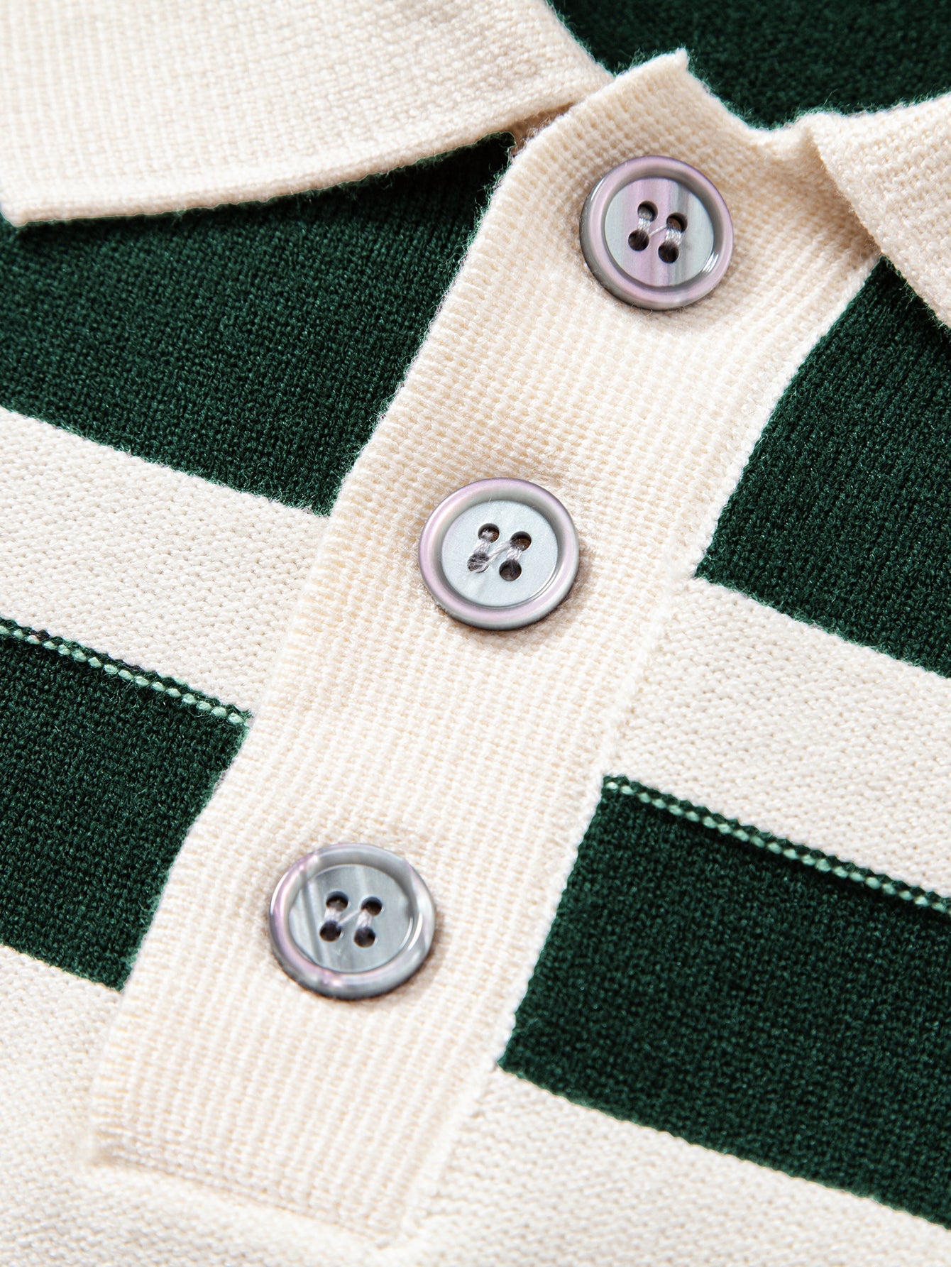 Long Sleeve Color Block Knit Polo Shirt