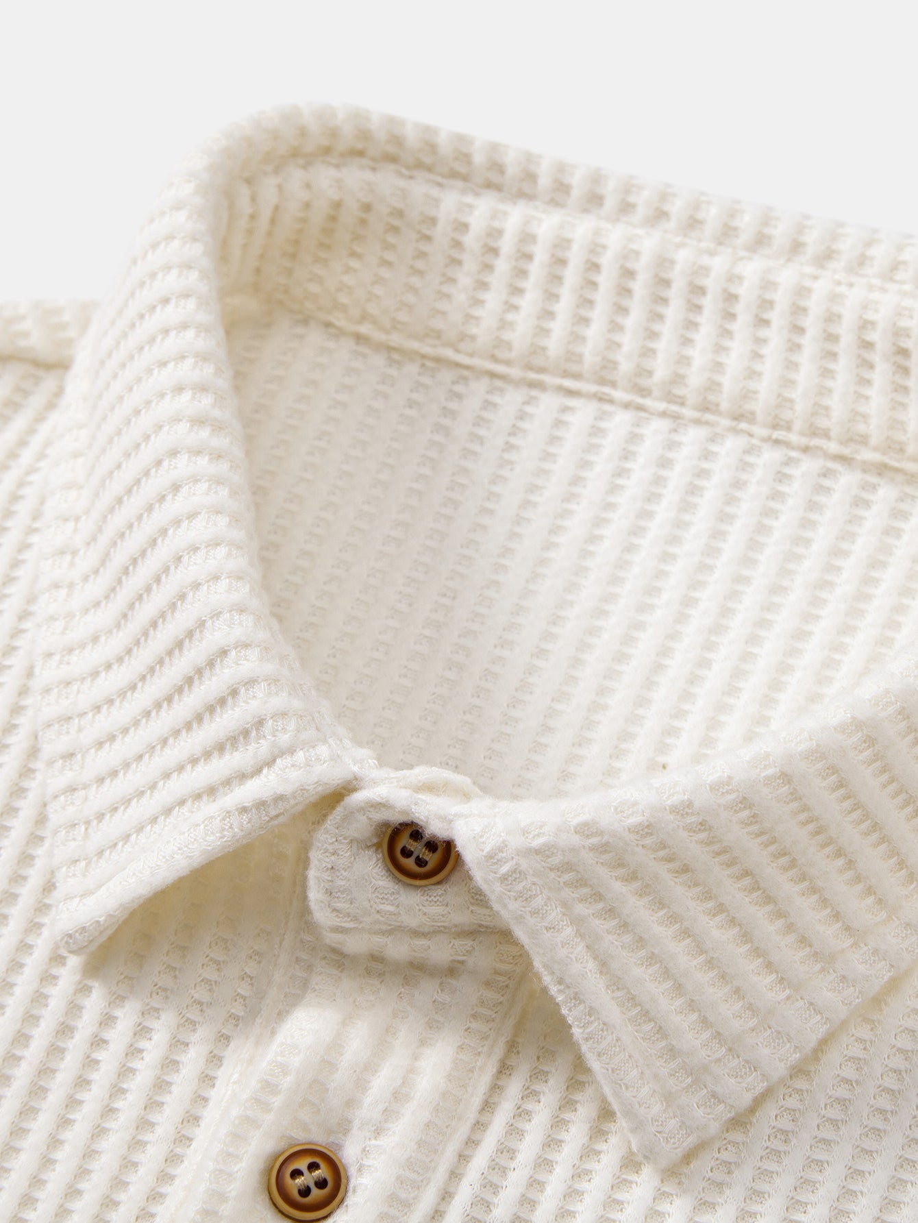 3 Pieces Long Sleeved Knitted Waffle Polo Shirt