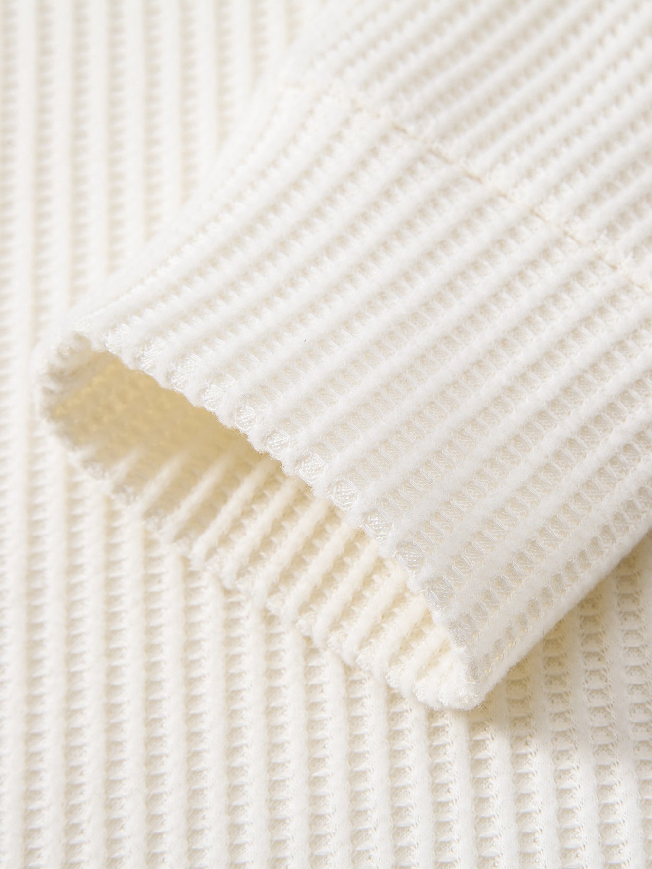3 Pieces Long Sleeved Knitted Waffle Polo Shirt