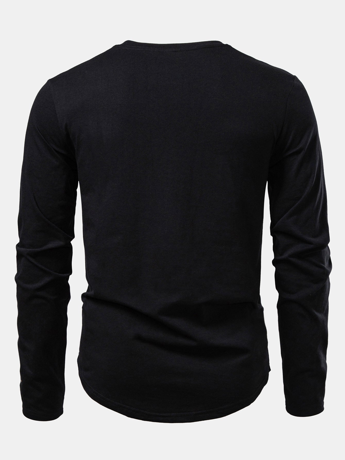 3 Pieces Basic Long Sleeve Cotton Arc Hem T-Shirts