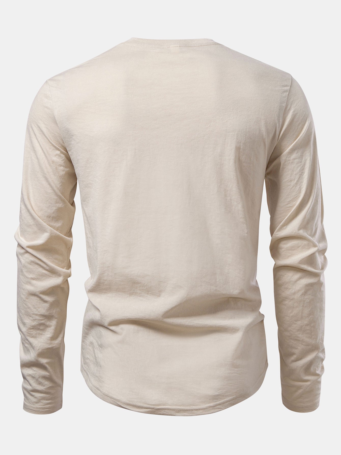 3 Pieces Basic Long Sleeve Cotton Arc Hem T-Shirts