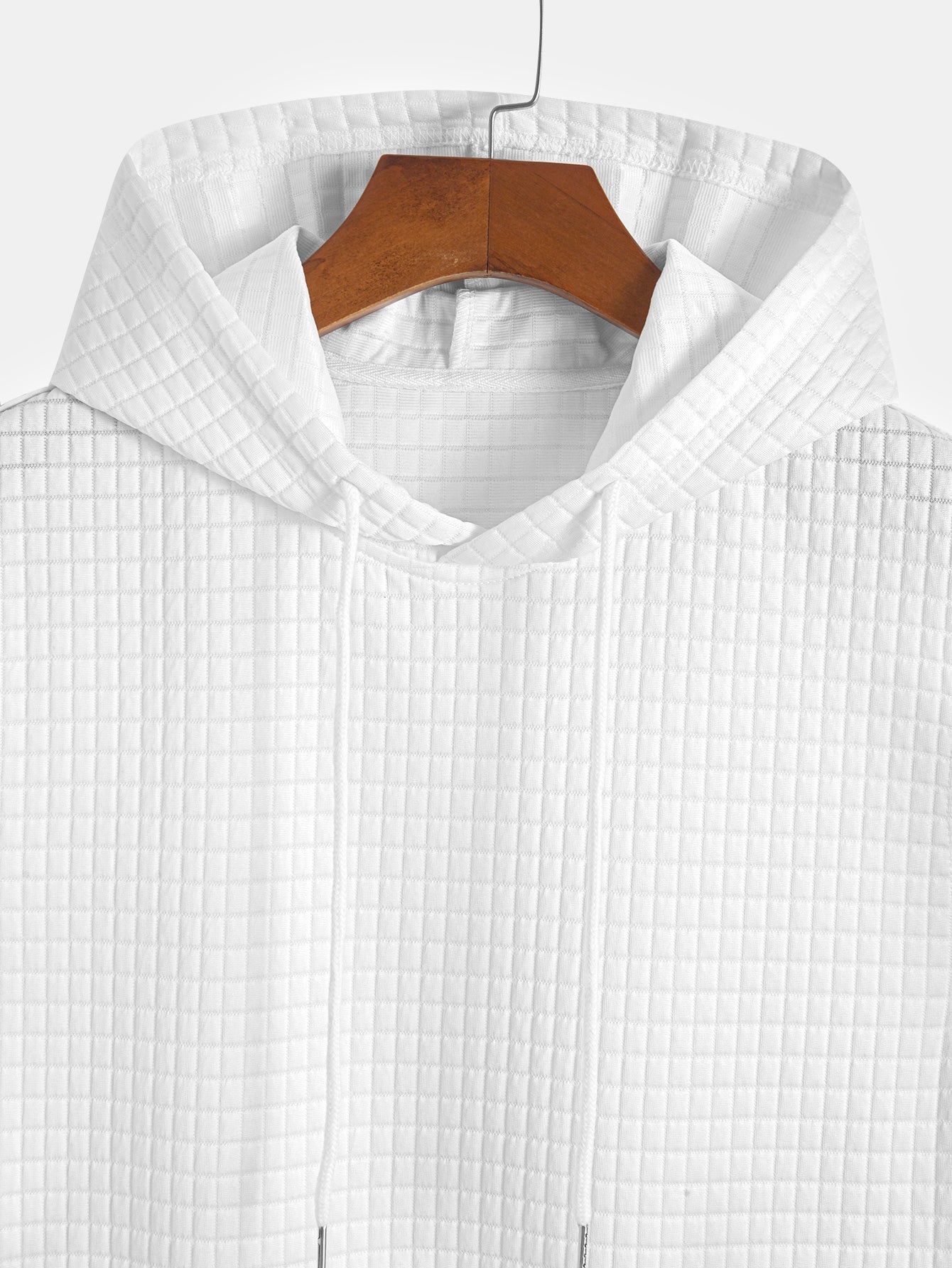Waffle Sleeveless Hooded T-Shirt With Kangaroo Pocket
