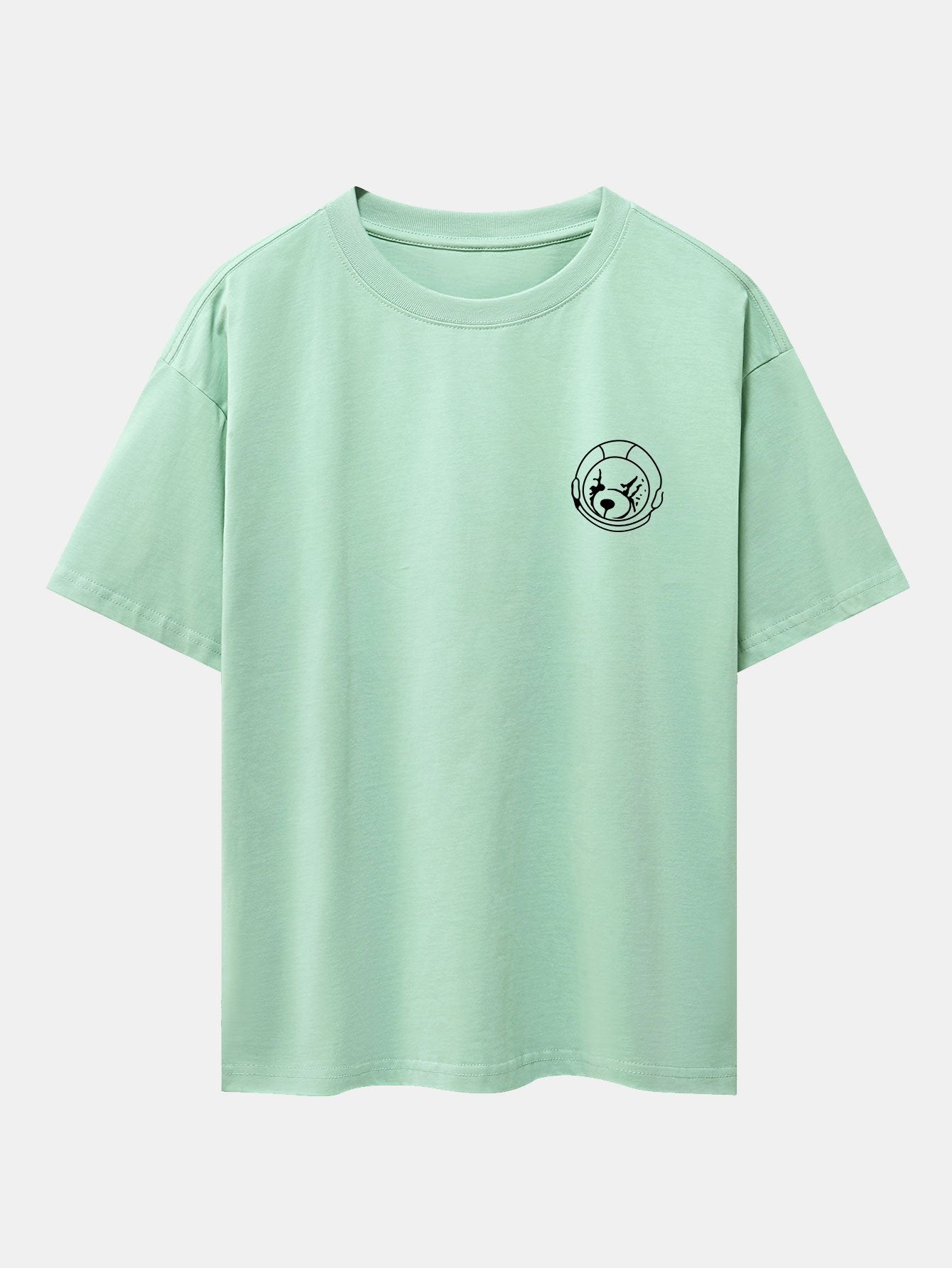 Planet Astronaut Print Drop Shoulder Oversize T-Shirt