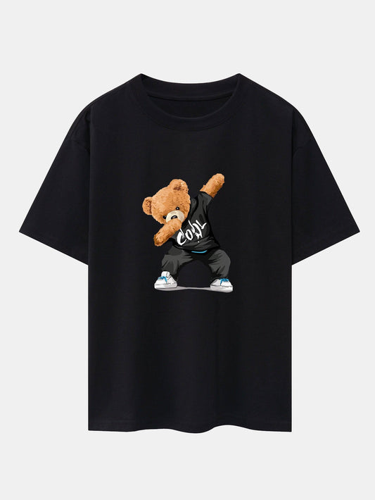 Cool Bear Print Drop Shoulder Oversize T-Shirt