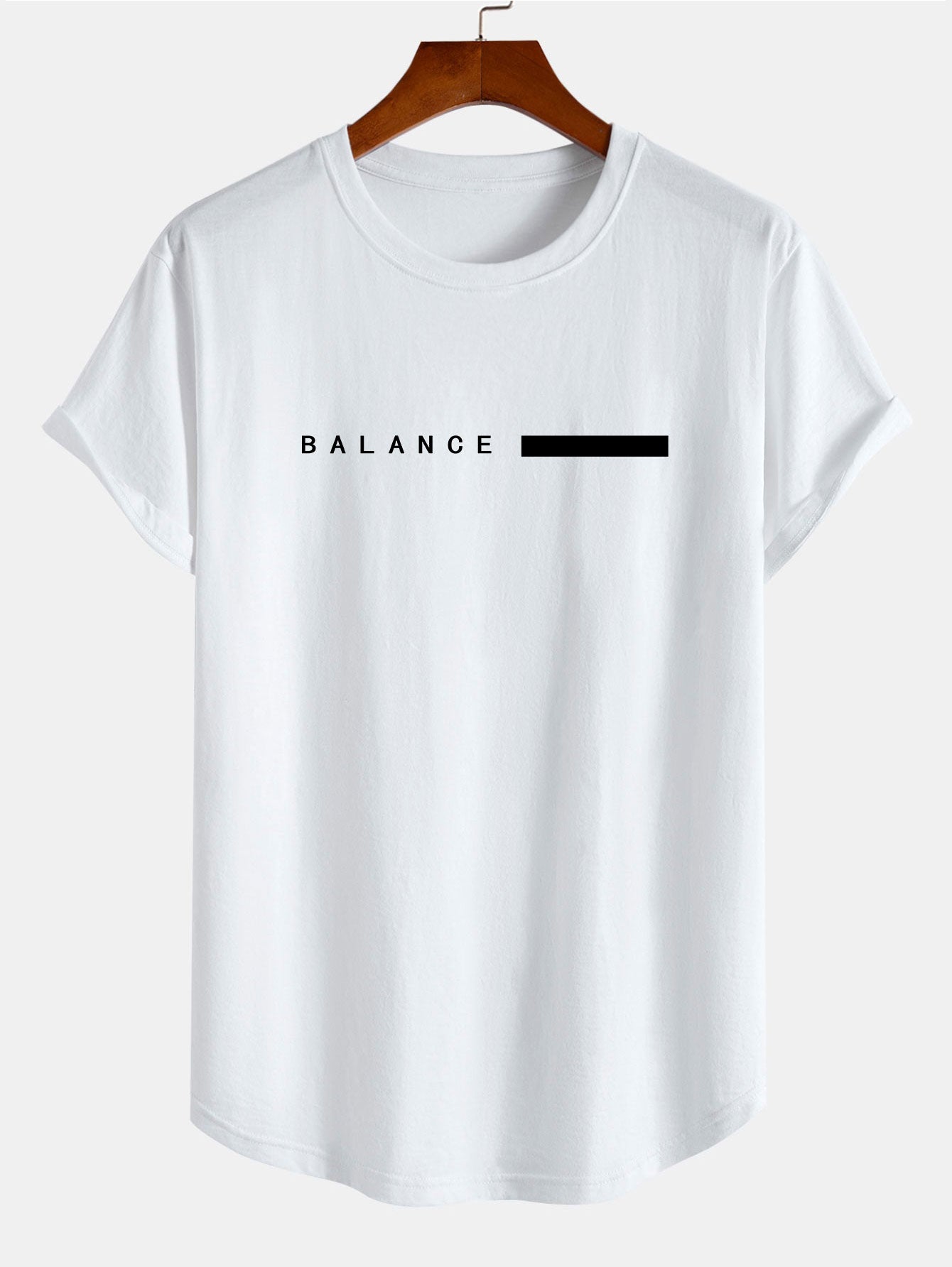 Balance Stripe Print Cotton Arc Hem T-Shirt