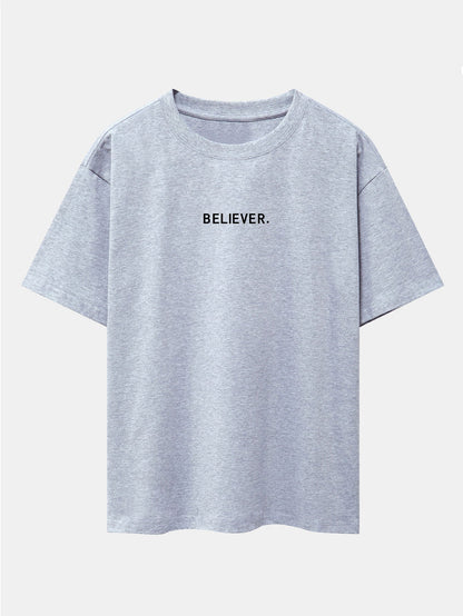 Believer Print Drop Shoulder Oversize T-Shirt