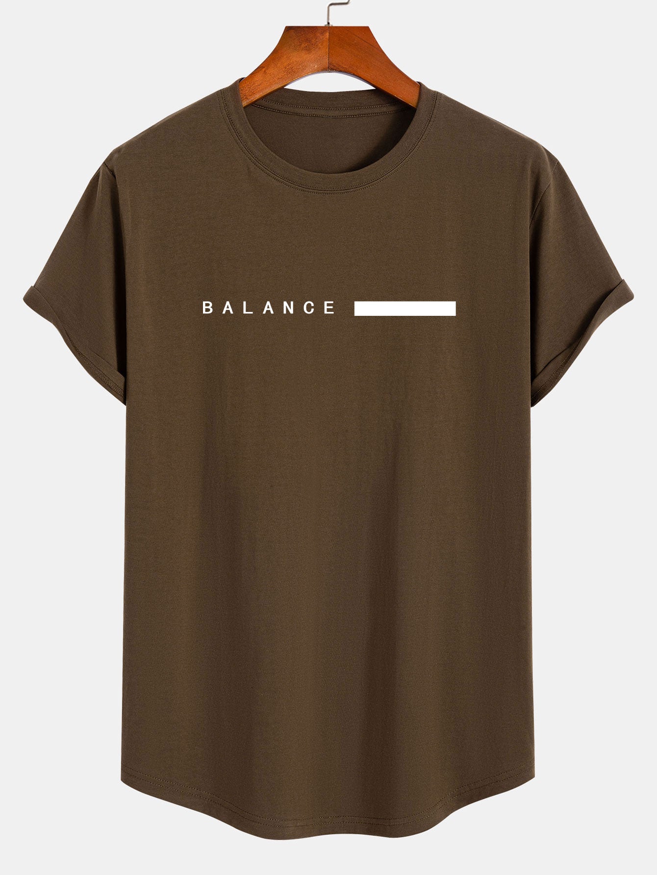 Balance Stripe Print Cotton Arc Hem T-Shirt