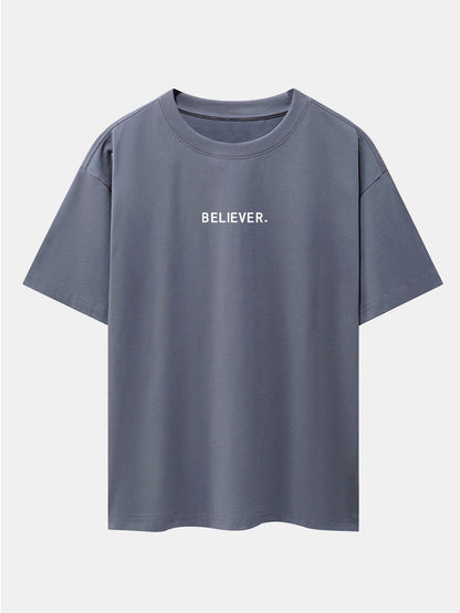 Believer Print Drop Shoulder Oversize T-Shirt