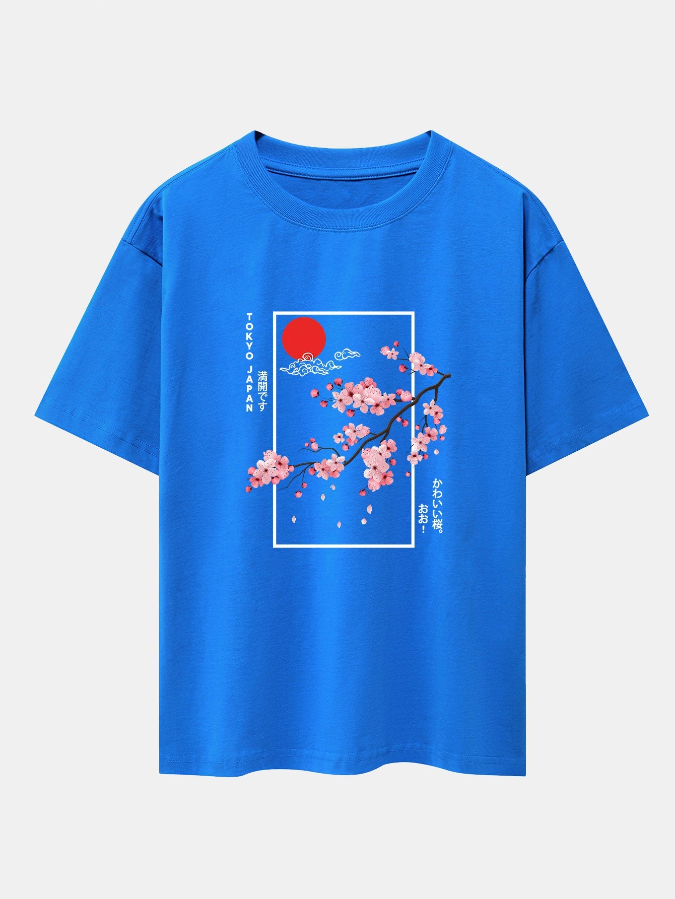 Cherry Blossom Slogan Print Drop Shoulder Oversize T-Shirt