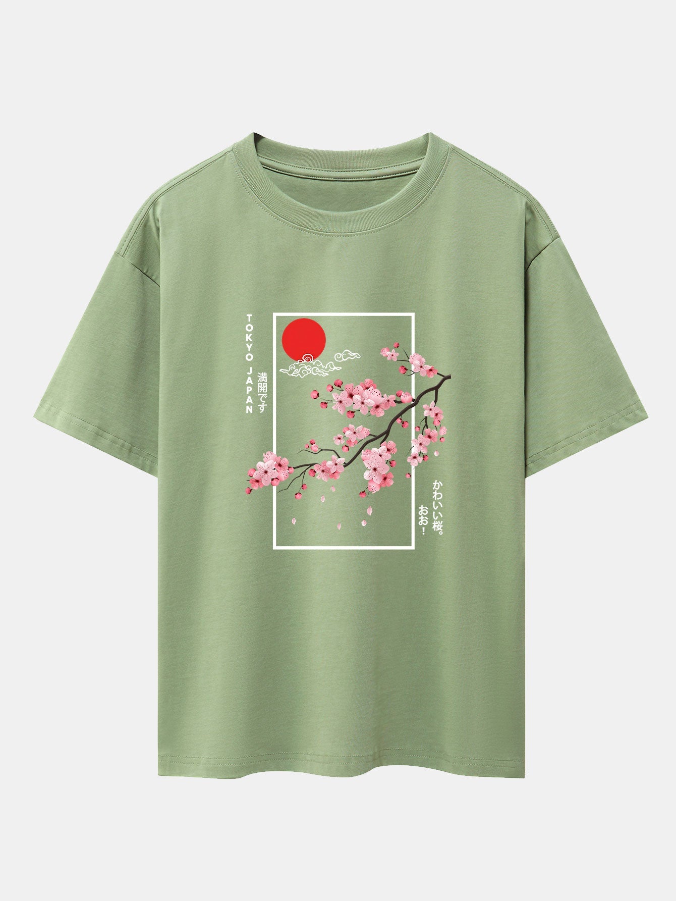 Cherry Blossom Slogan Print Drop Shoulder Oversize T-Shirt