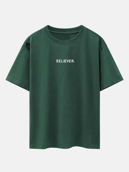 Believer Print Drop Shoulder Oversize T-Shirt