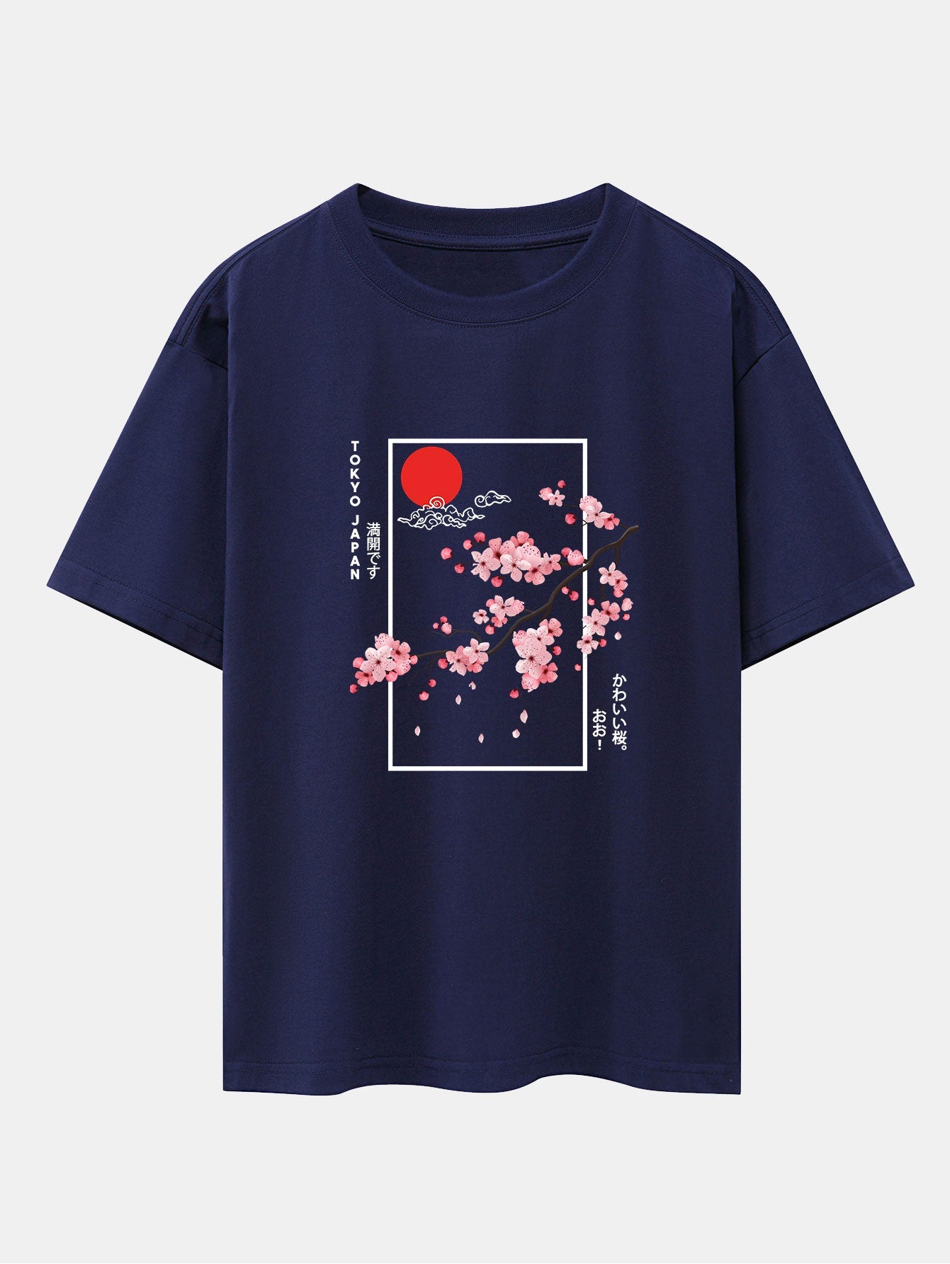Cherry Blossom Slogan Print Drop Shoulder Oversize T-Shirt