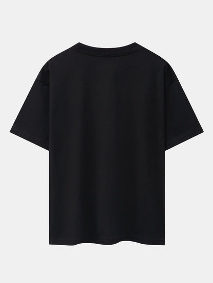 Graffiti Bear Print Drop Shoulder Oversize T-Shirt