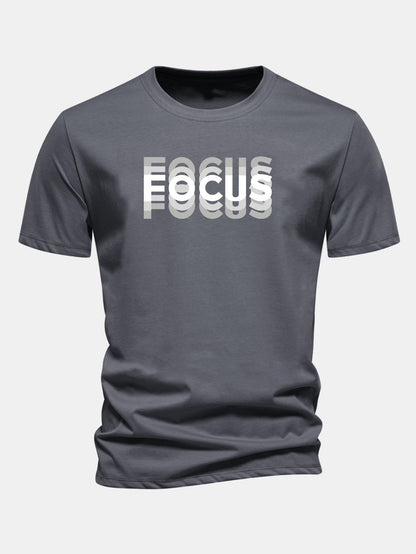 Regular Fit Focus Slogan Print Cotton T-Shirt