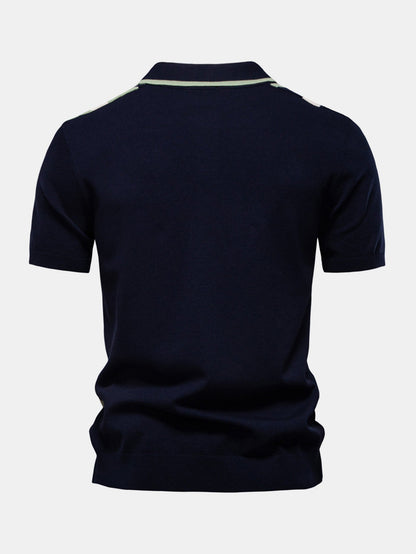 Contrast Stripe Knit Polo Shirt