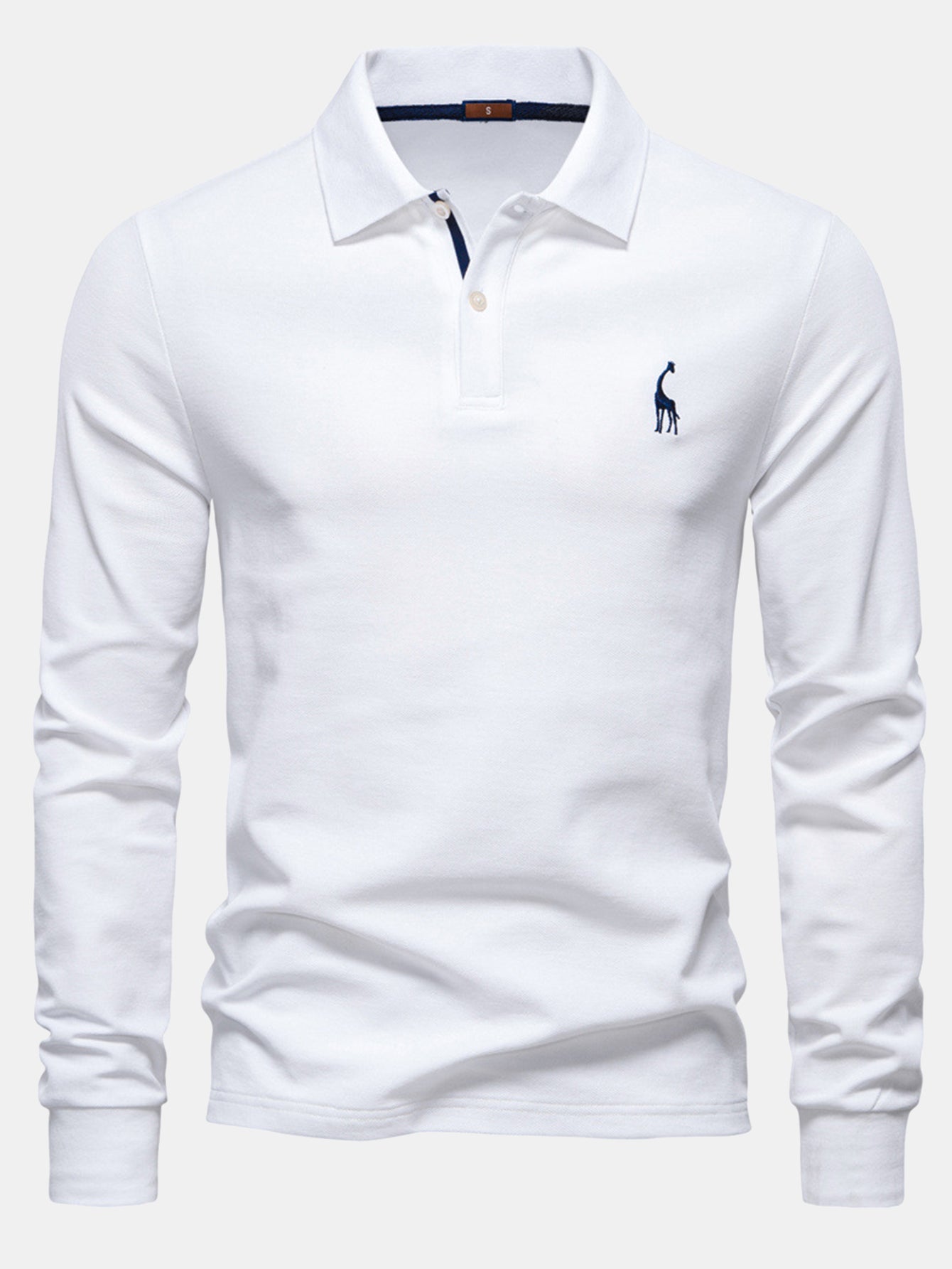 Long Sleeved Giraffe Embroidery Polo Shirt