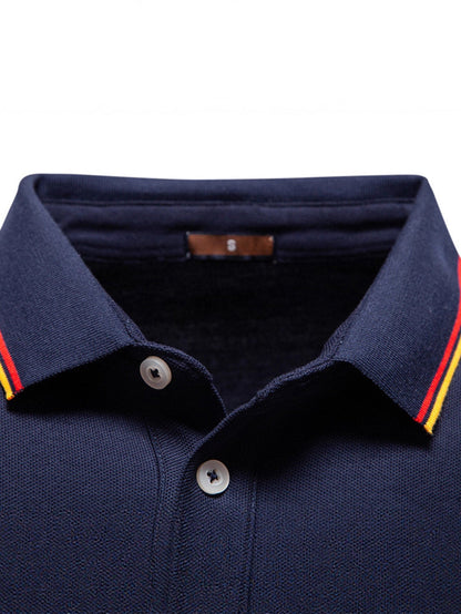 Long Sleeved Contrast Polo Shirt